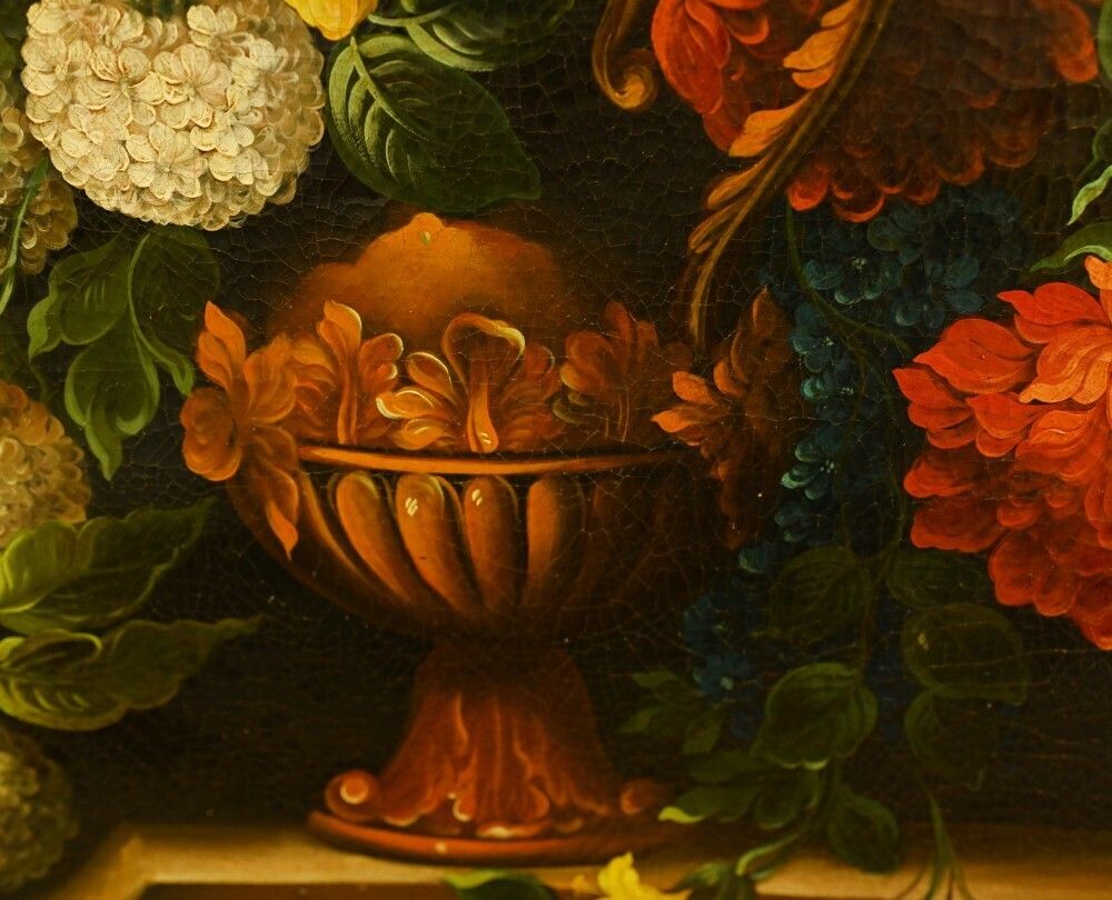 photo for sale Flemish Oil Painting Floral Still Life Antique Art 1900