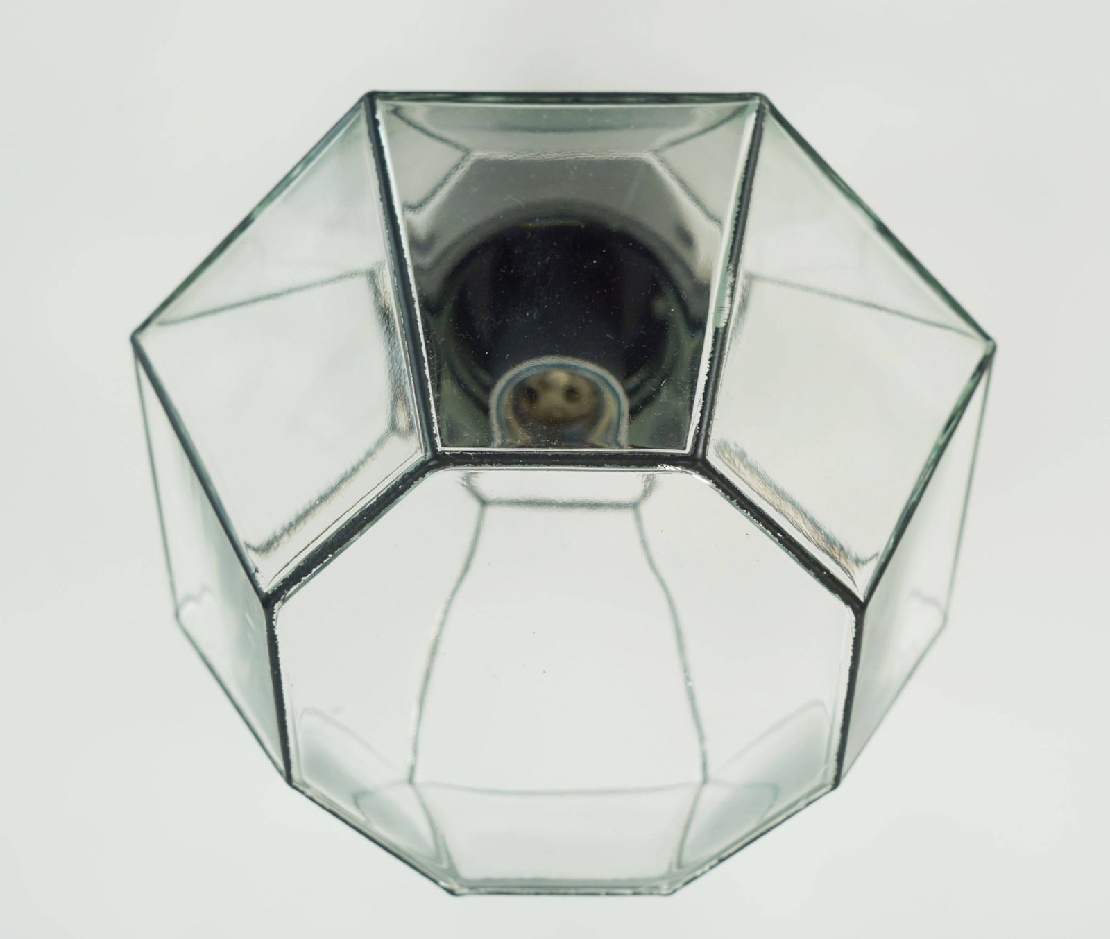 Vintage Limburg Inbouw Plafondlamp met Helder Glas en Metalen Kap photo buy