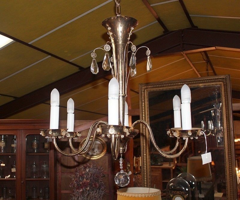 Golden Metal Chandelier Years 50/60