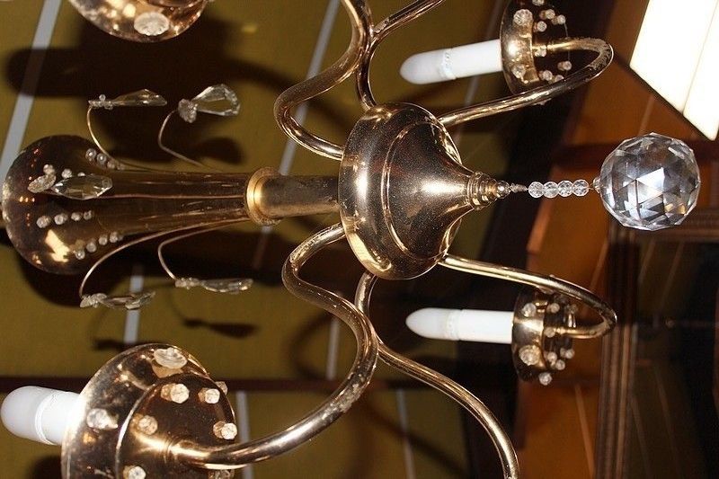 Golden Metal Chandelier Years 50/60 photo 1026.91