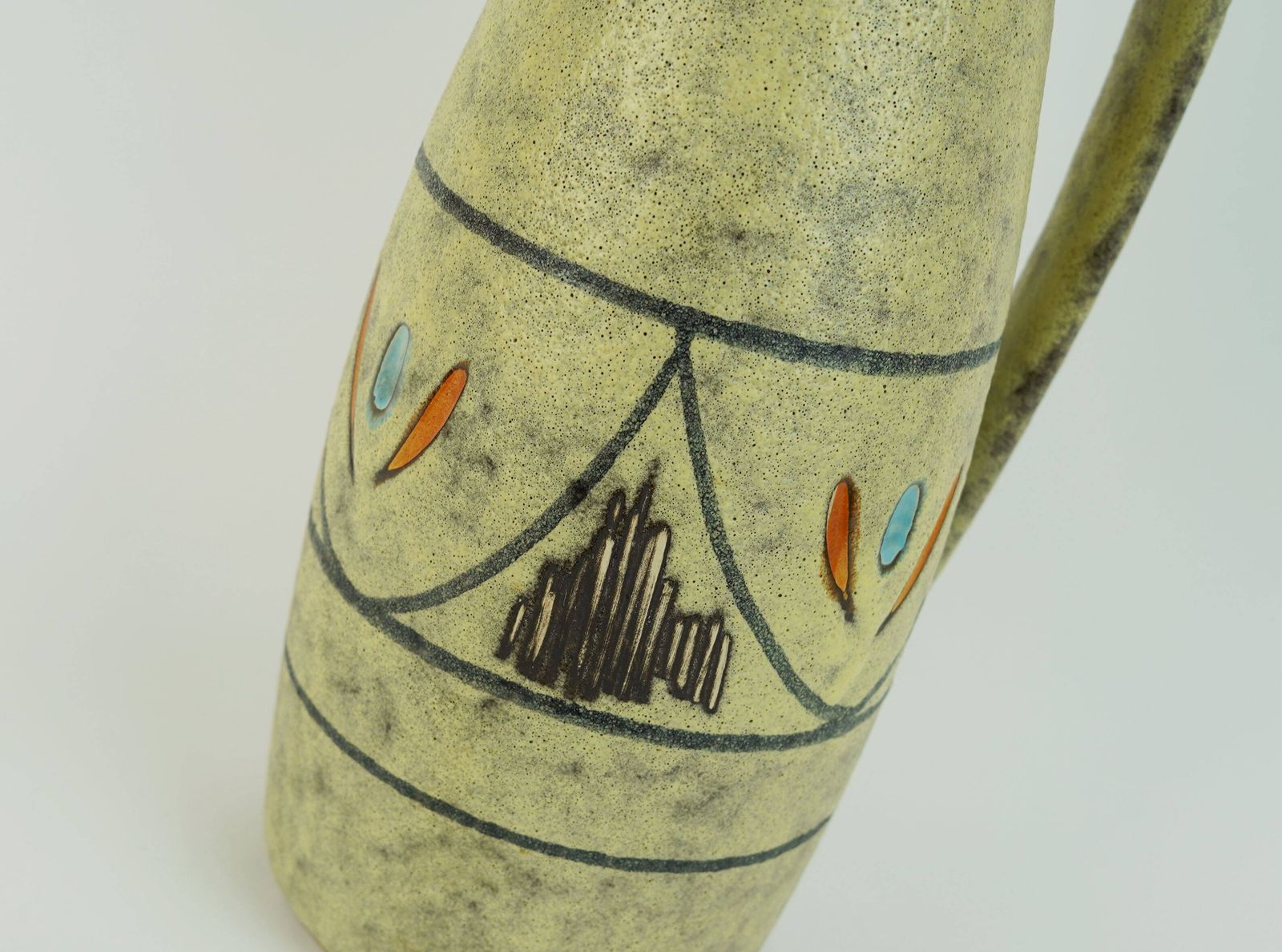 Vase Scheurich mid-century, glaçure mate, décoration abstraite, modèle 273 38 photo vintage