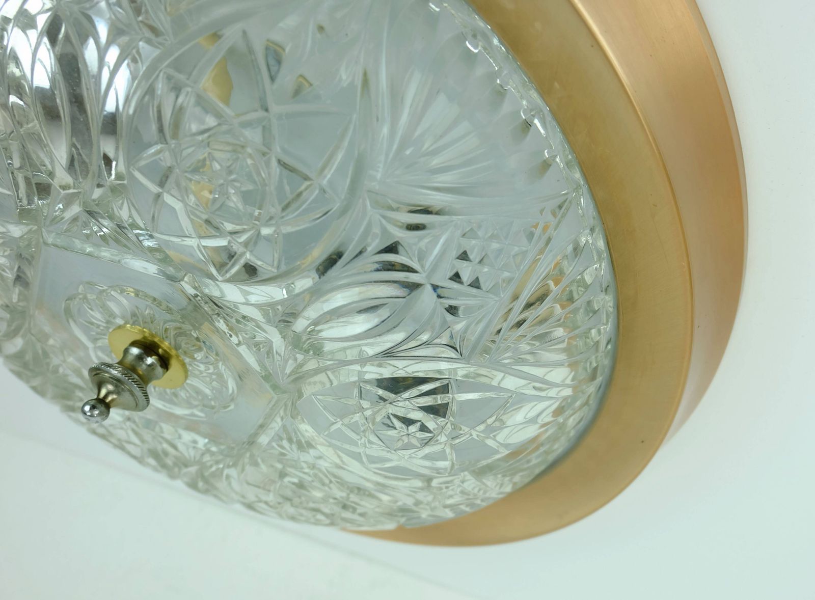 Mid-Century plafondlamp, opbouwmontage, gestructureerd glas en aluminium, jaren 1970 photo 390.0