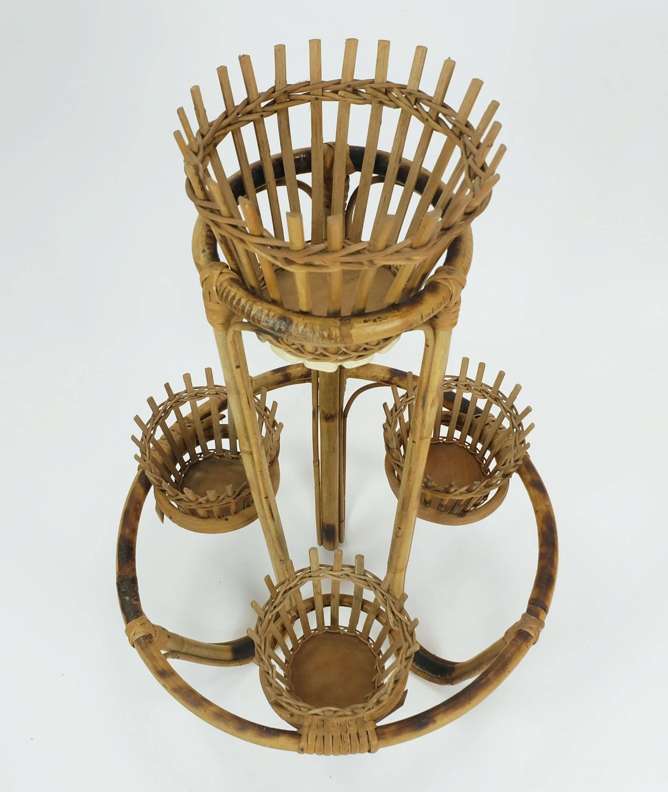 Page 9 Of 12 Mid Century Plant Stand Rack 1950s 60s Bamboo Rattan Hawaii Tiki Era photo furniture