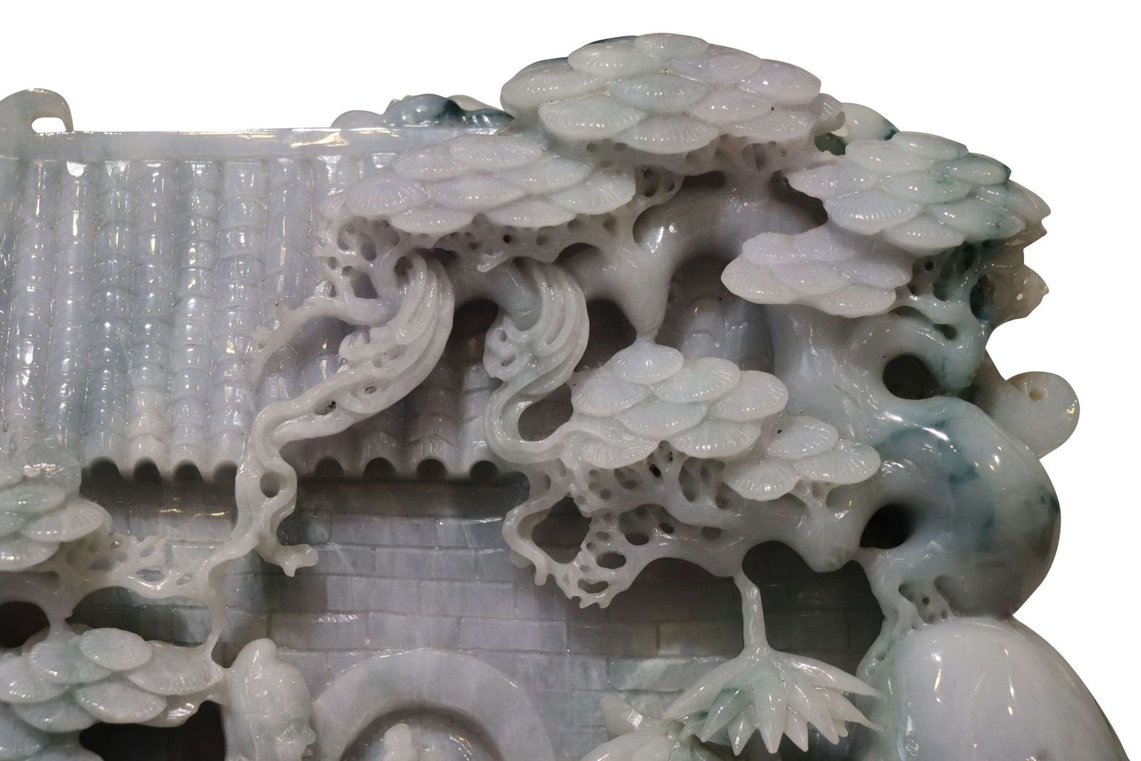 Exceptional Large Chinese Carved Jade Mountain Landscape Sculpture On Hardwood Stand photo vinterior