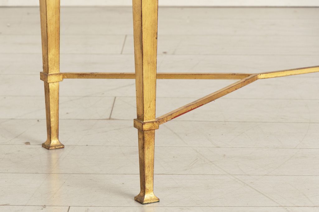 photo for sale Antiqued Glass & Gilt Console Table In The Manner Of Maison Ramsay C.2005