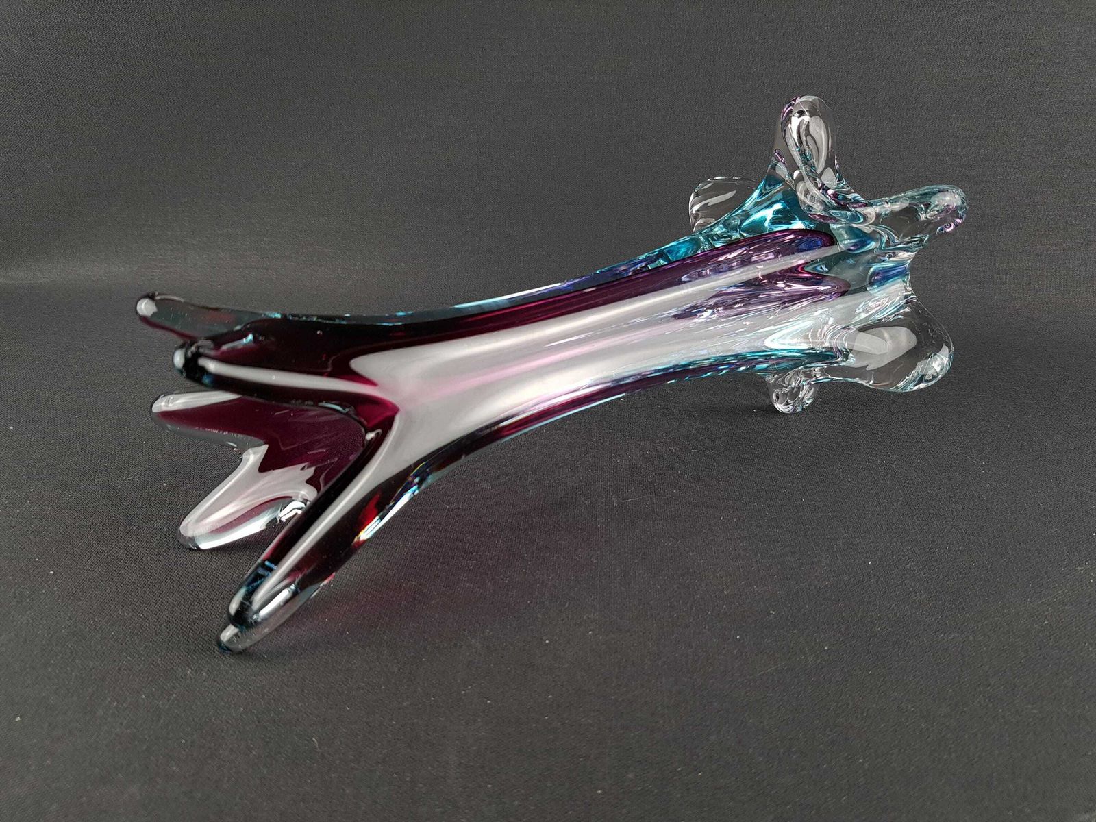 Vintage Murano Sommerso Glass Purple And Turquoise Vase Italian Art Glass 1960 70s photo Home Decor