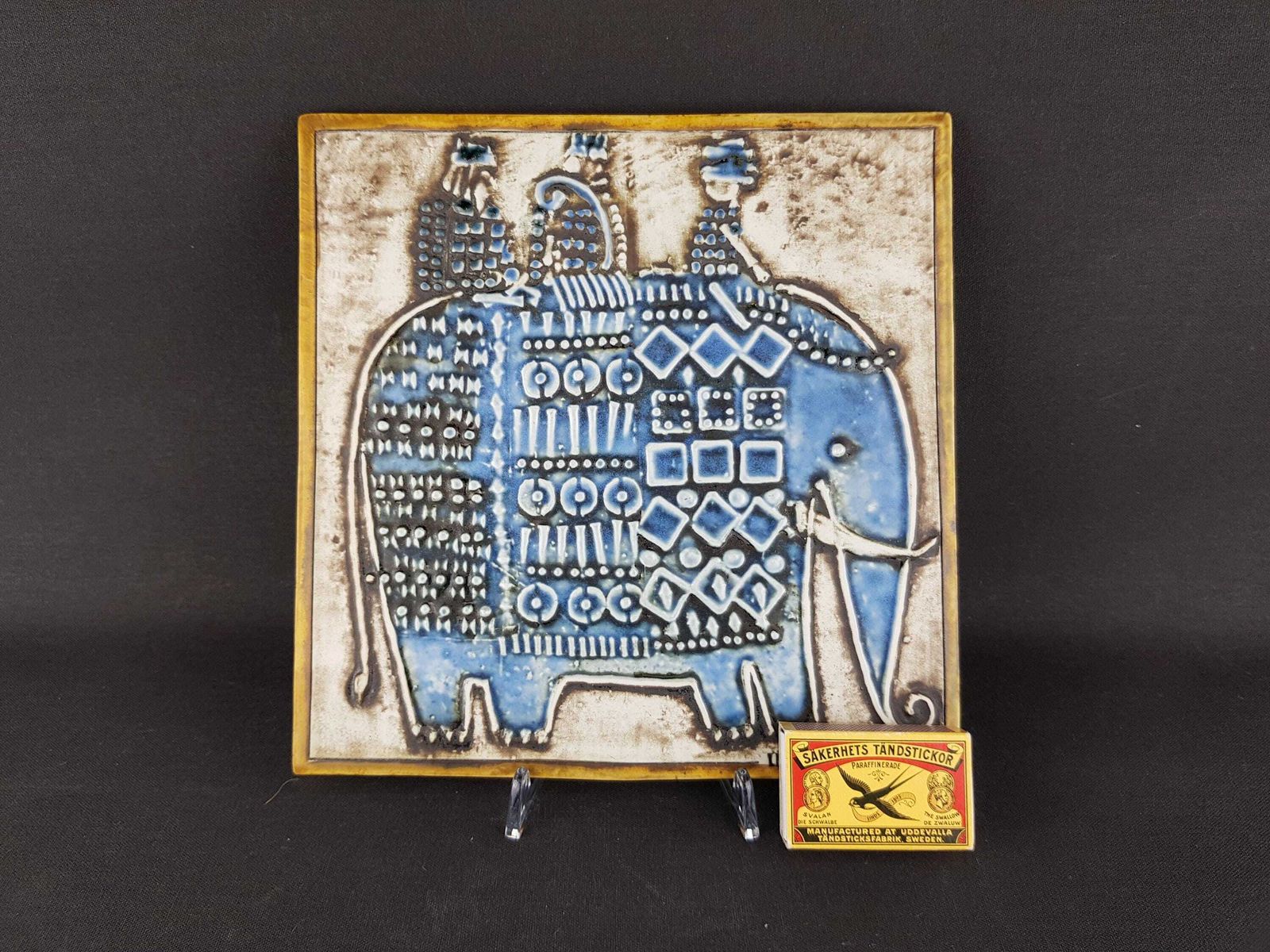 Vintage Lisa Larson For Gustavsberg, Tile With Elephant From The Unik Series Sweden 1962 1967s photo furniture