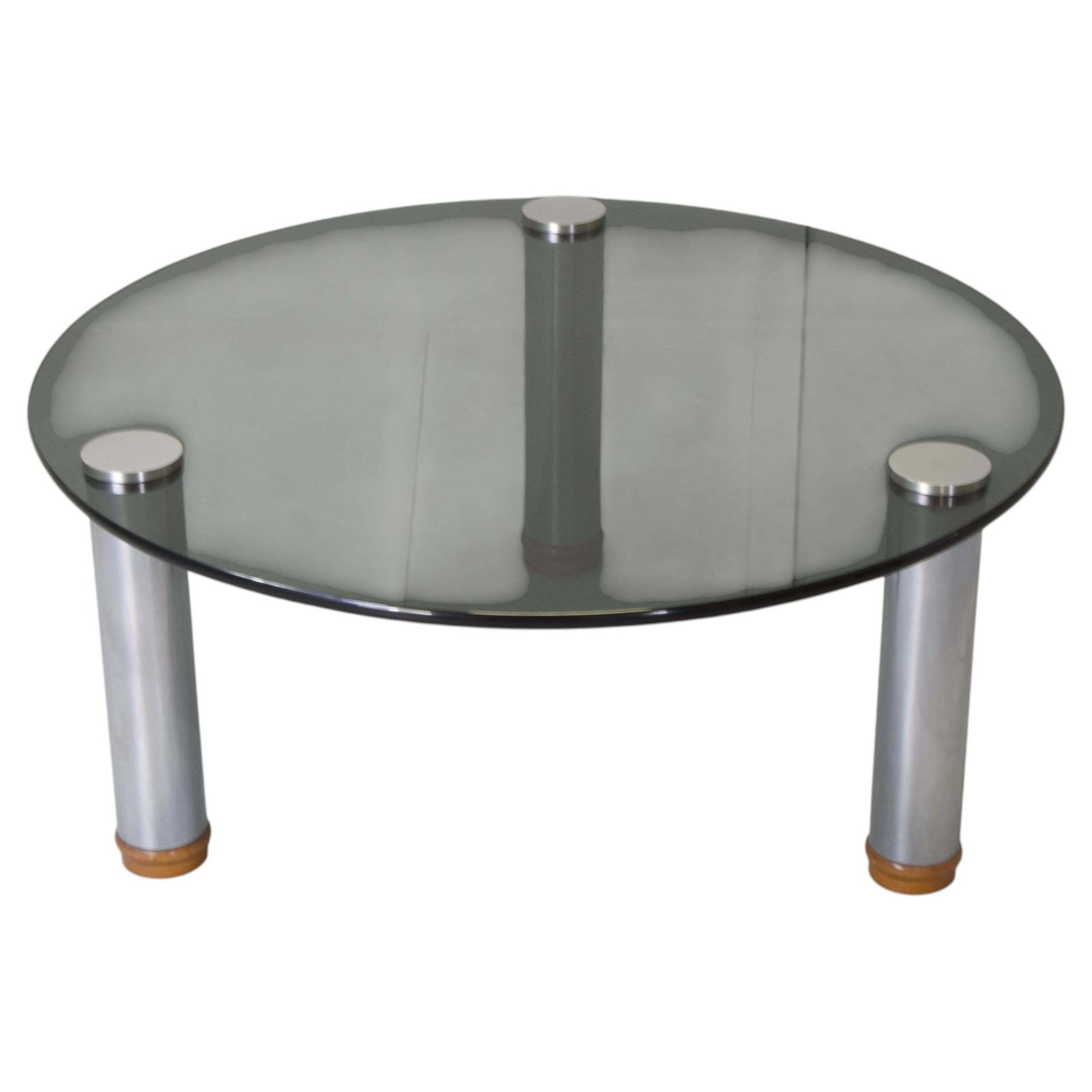 Marco Zanuso For Zanotta Marcuso Round Coffee Table Smoked Glass Steel 1970s