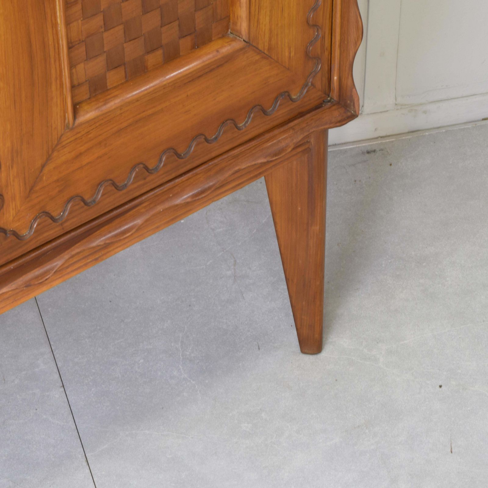 3978.0 Paolo Buffa Fourdoor Walnut Credenza With Checkerboard Marquetry 1950s photo