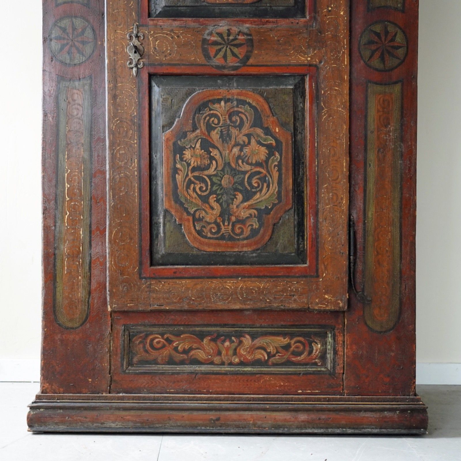 19th C. Painted Folk Art Bridal Cupboard, 1816 photo vinterior