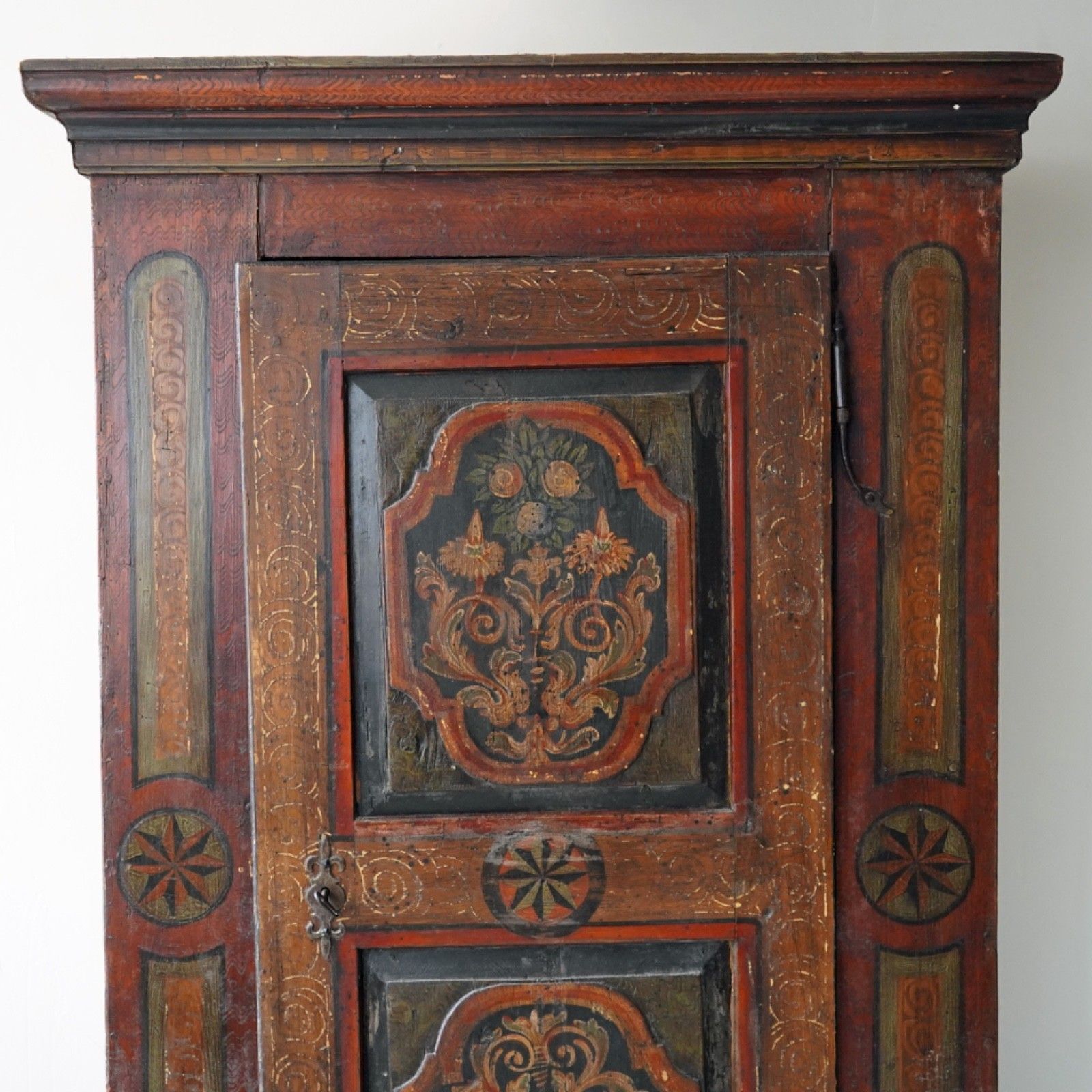 19th C. Painted Folk Art Bridal Cupboard, 1816 photo vintage