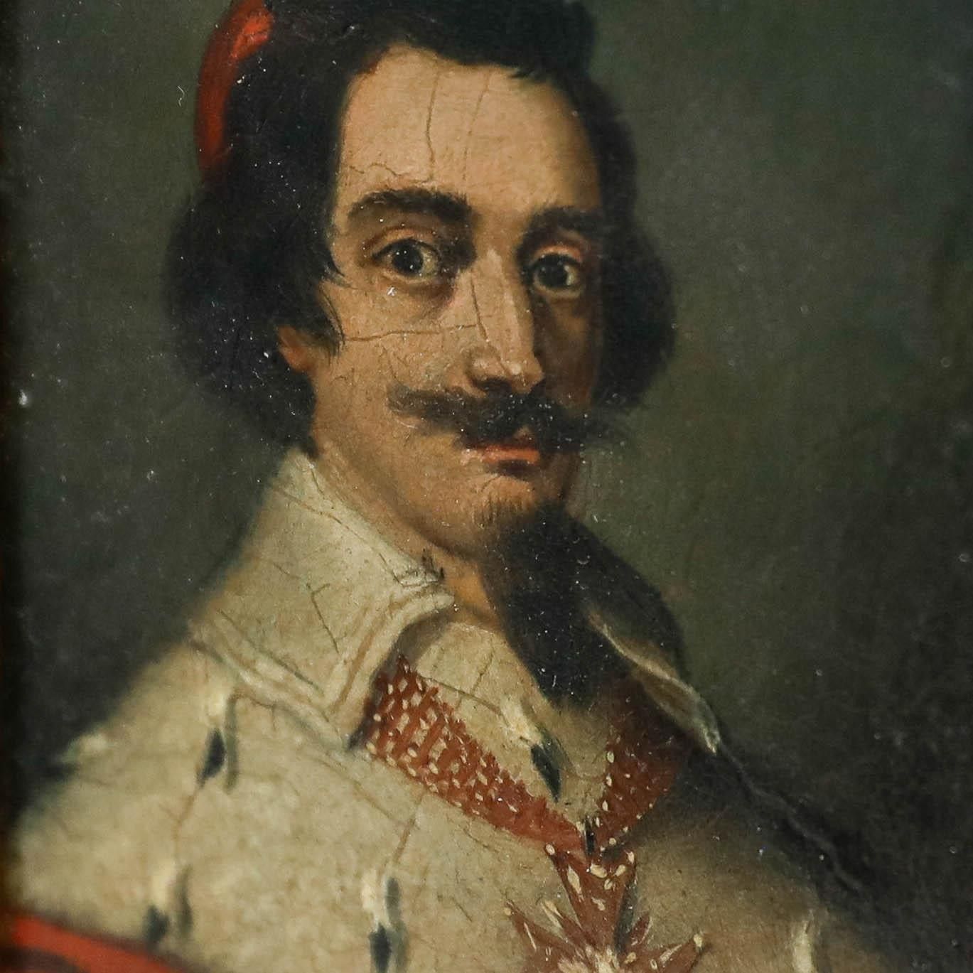 German School Miniature 19th Century Oil, Cardinal Richelieu photo 325.0