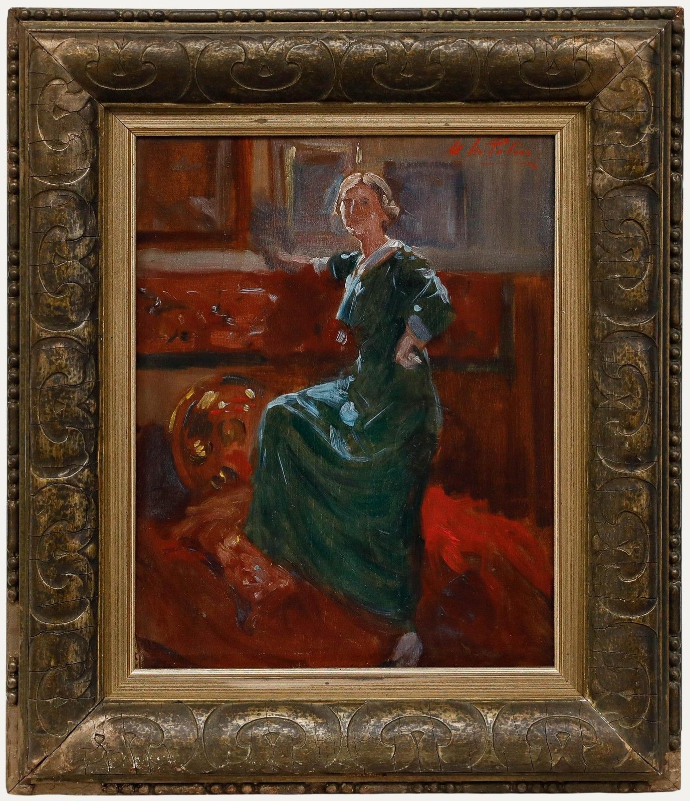 William Mainwaring Palin (1862 1947) Framed Oil, Portrait Of Edith Sitwell