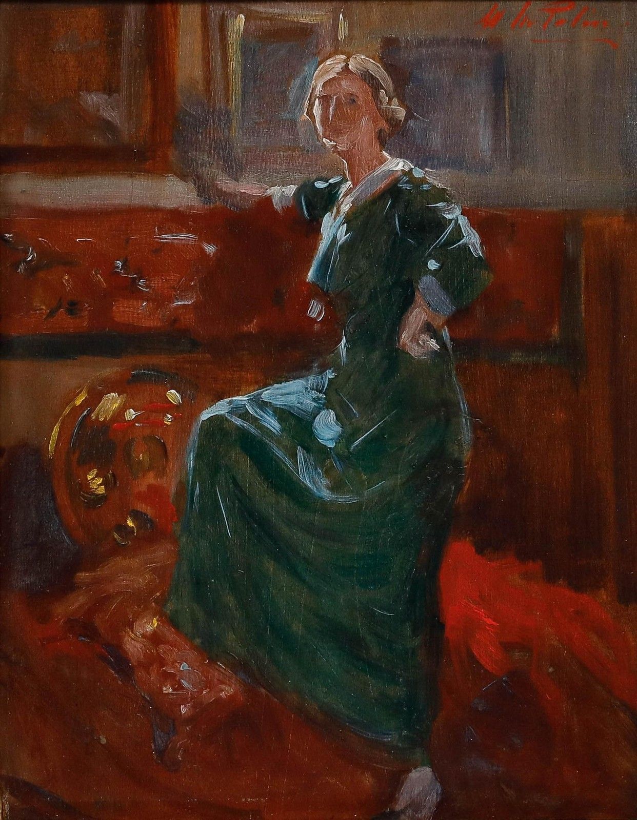 William Mainwaring Palin (1862 1947) Framed Oil, Portrait Of Edith Sitwell photo furniture