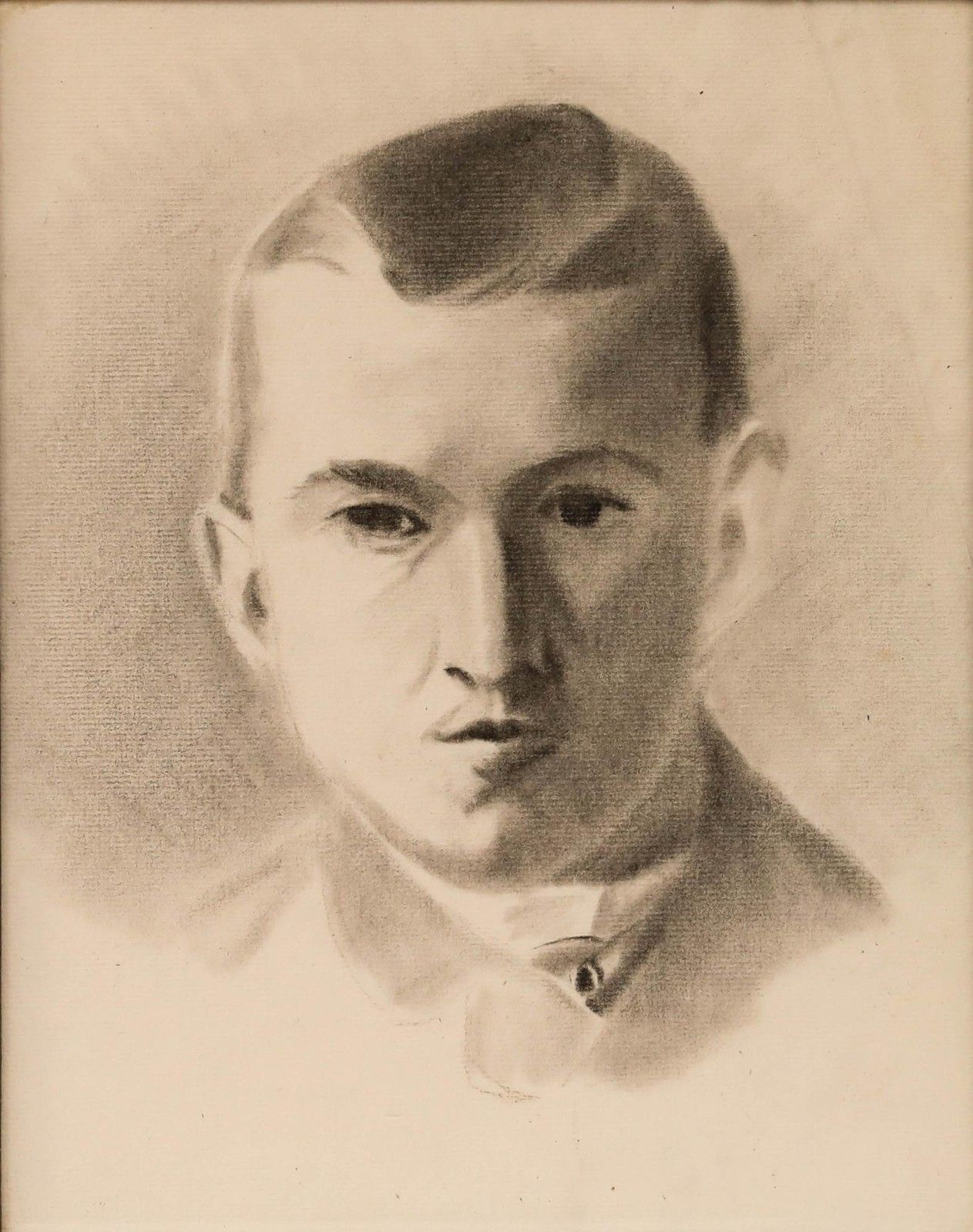 E. Gaubert Late 19th Century Charcoal Drawing, Portrait Of A Young Man photo furniture