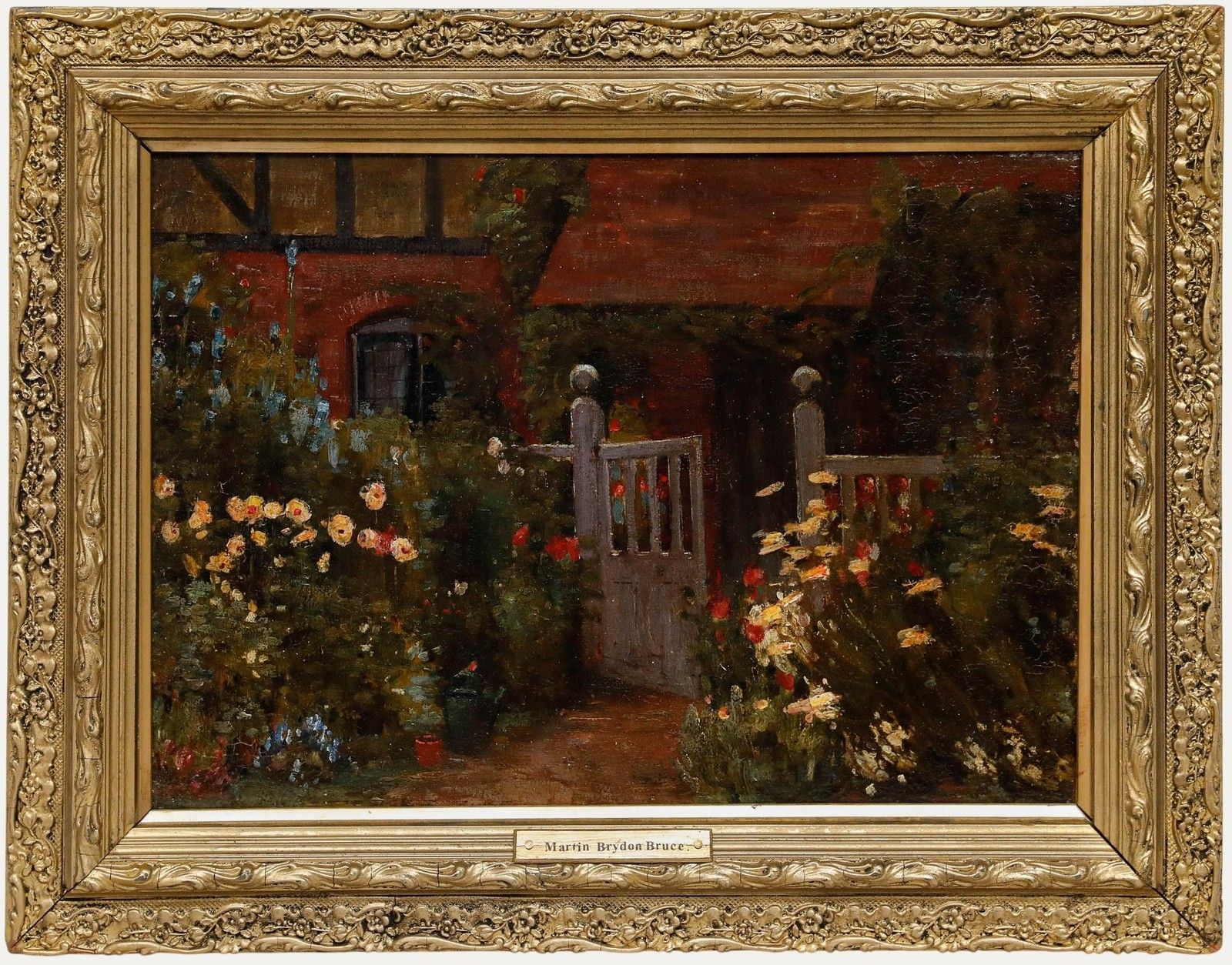 Martin Brydon Bruce Framed Late 19th Century Oil, The Cottage Gate
