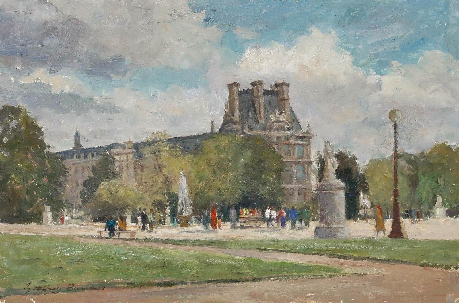 Geoffrey Burrows (1934 2023) 1991 Oil, The Louvre photo furniture