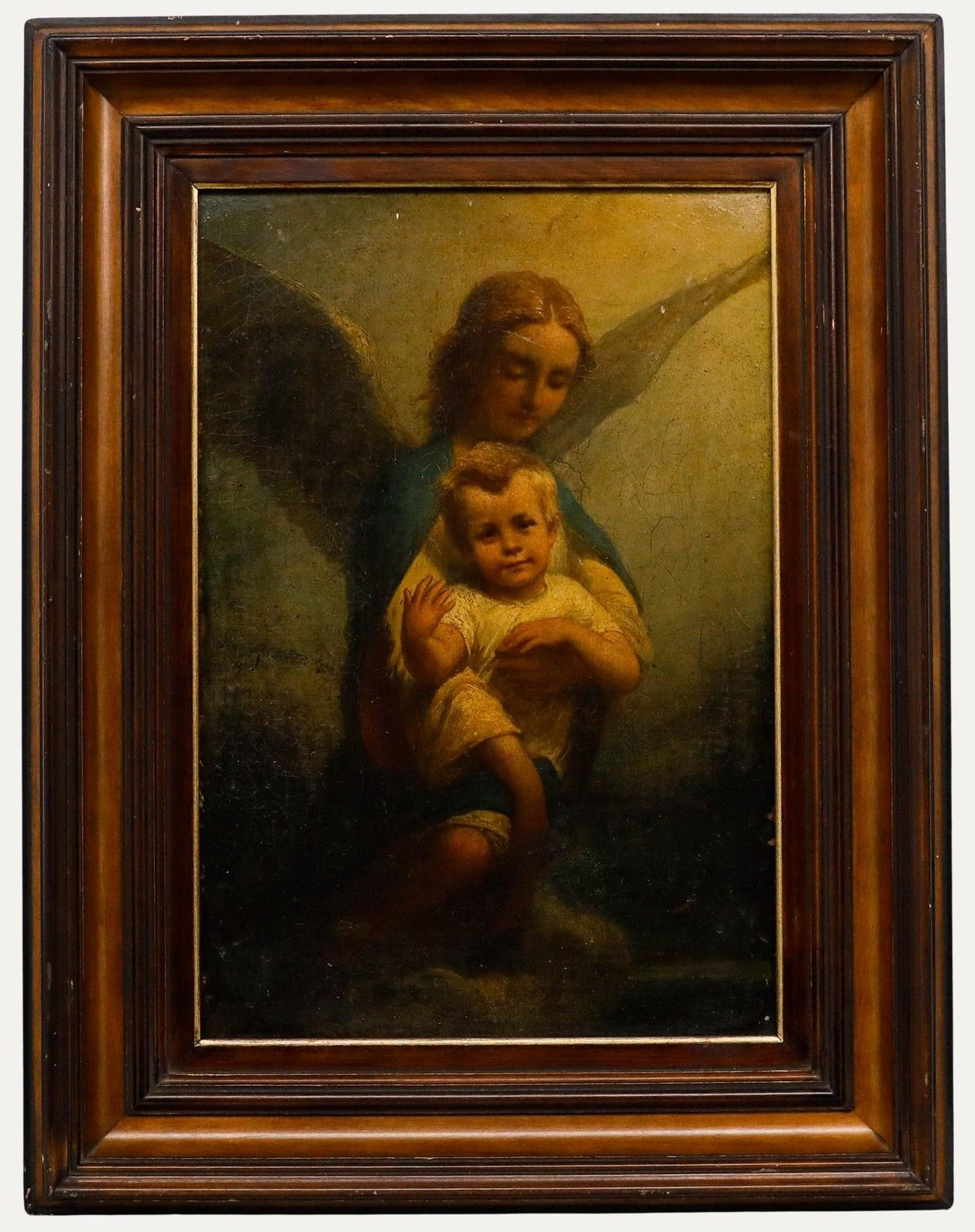 Fine 19th Century Oil The Guardian Angel