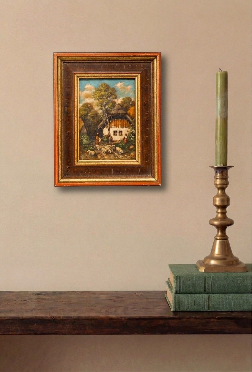 Heuberger Framed Late 19th Century Oil, Meeting The Shepherd photo for sale