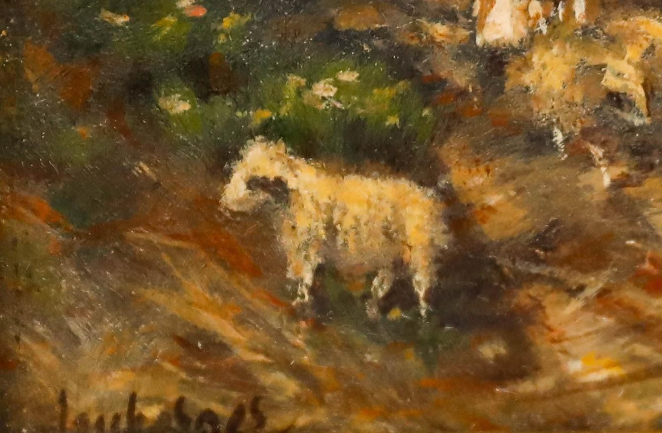Heuberger Framed Late 19th Century Oil, Meeting The Shepherd photo vintage