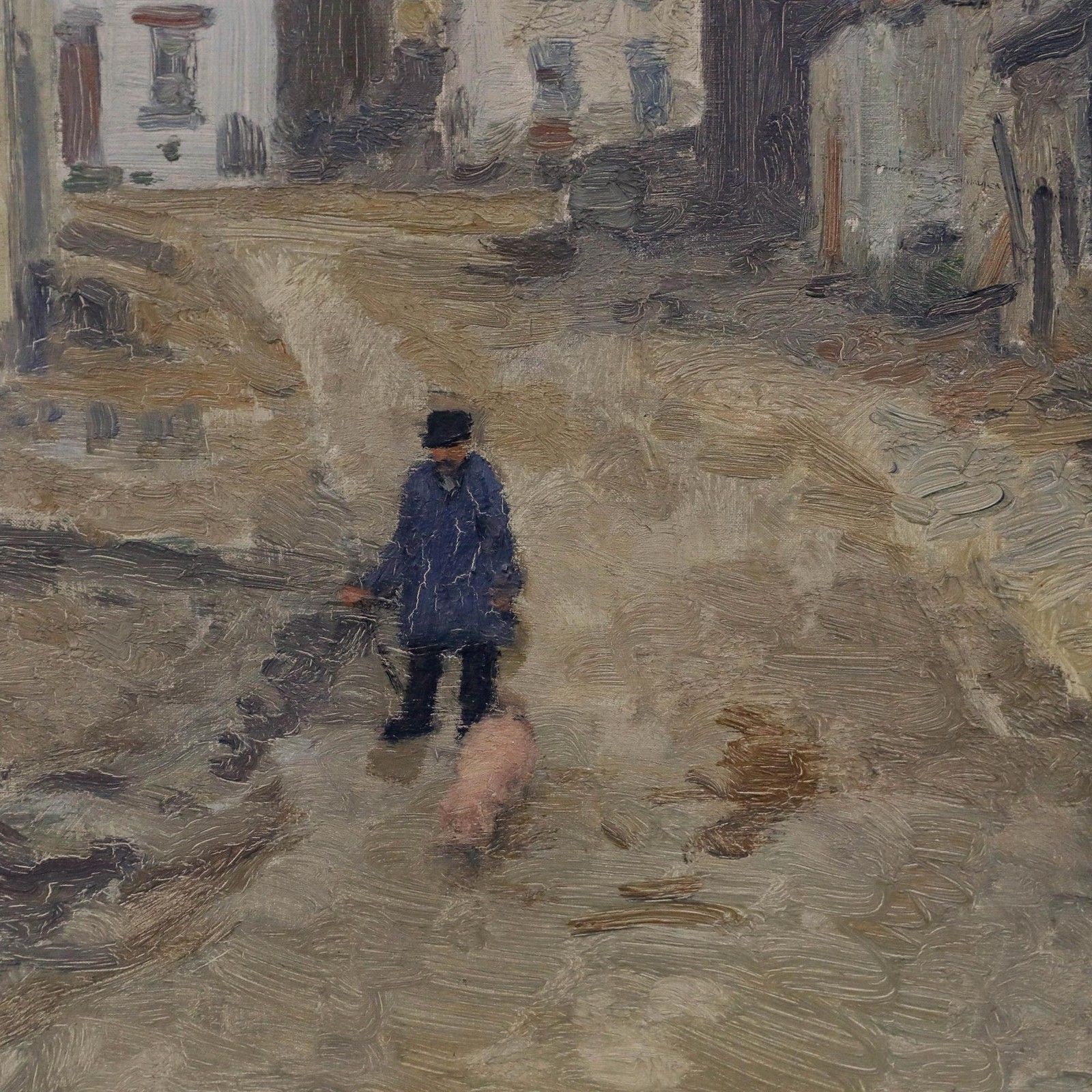 Gaston Haustrate (1878 1949) Framed 1928 Oil, Village At Dusk photo Art