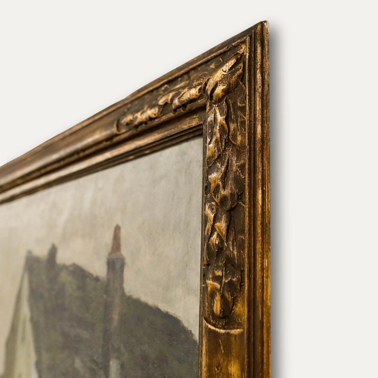 Gaston Haustrate (1878 1949) Framed 1928 Oil, Village At Dusk photo 750.0