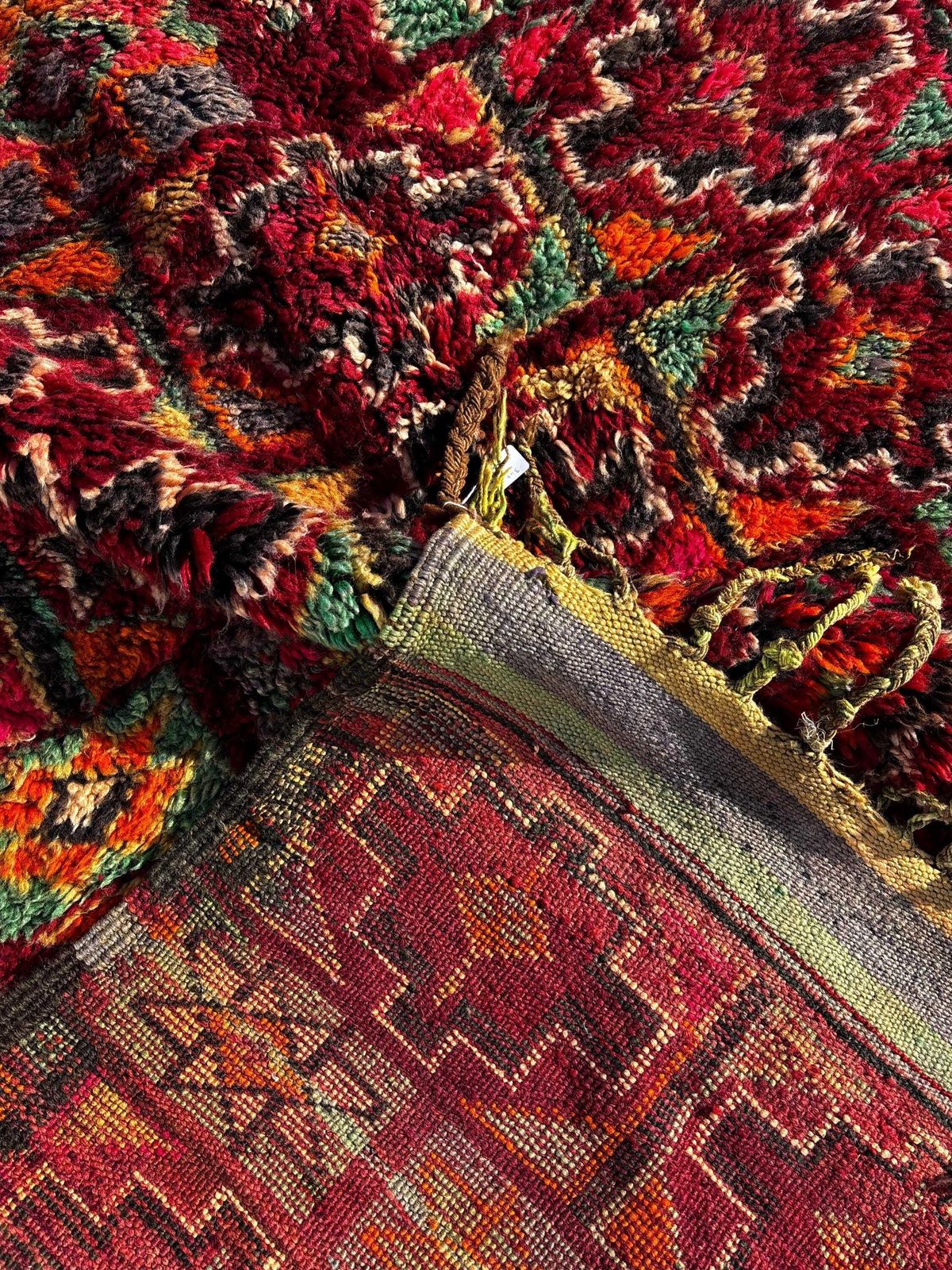 Vintage Moroccan Boujad Rug – Large Handwoven Berber Wool Rug 190x340 Cm, 1970s Haouz Tribal Area Rug photo Textiles