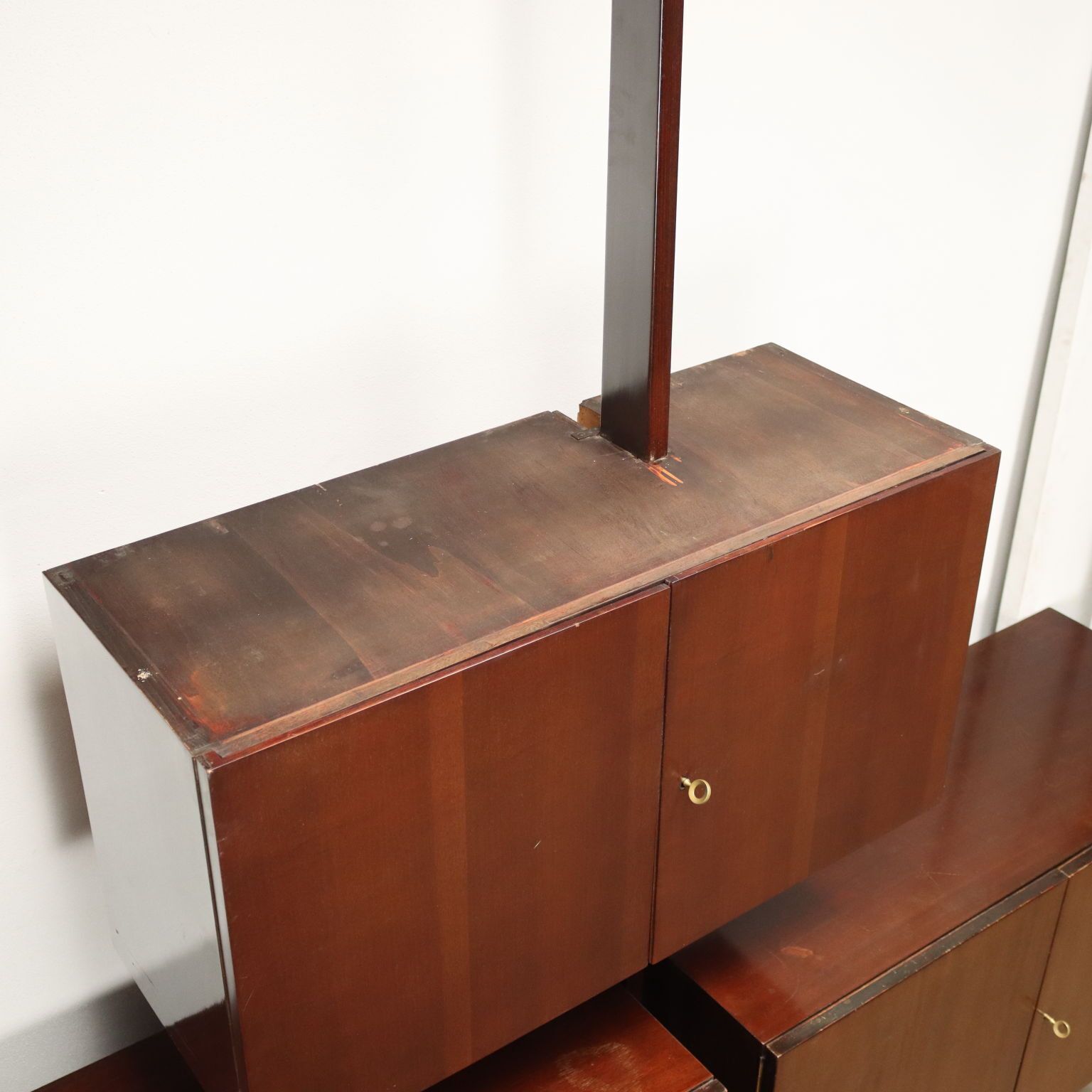 Furniture Vintage Wall Cabinet Beech Veneer Italy 1960s photo