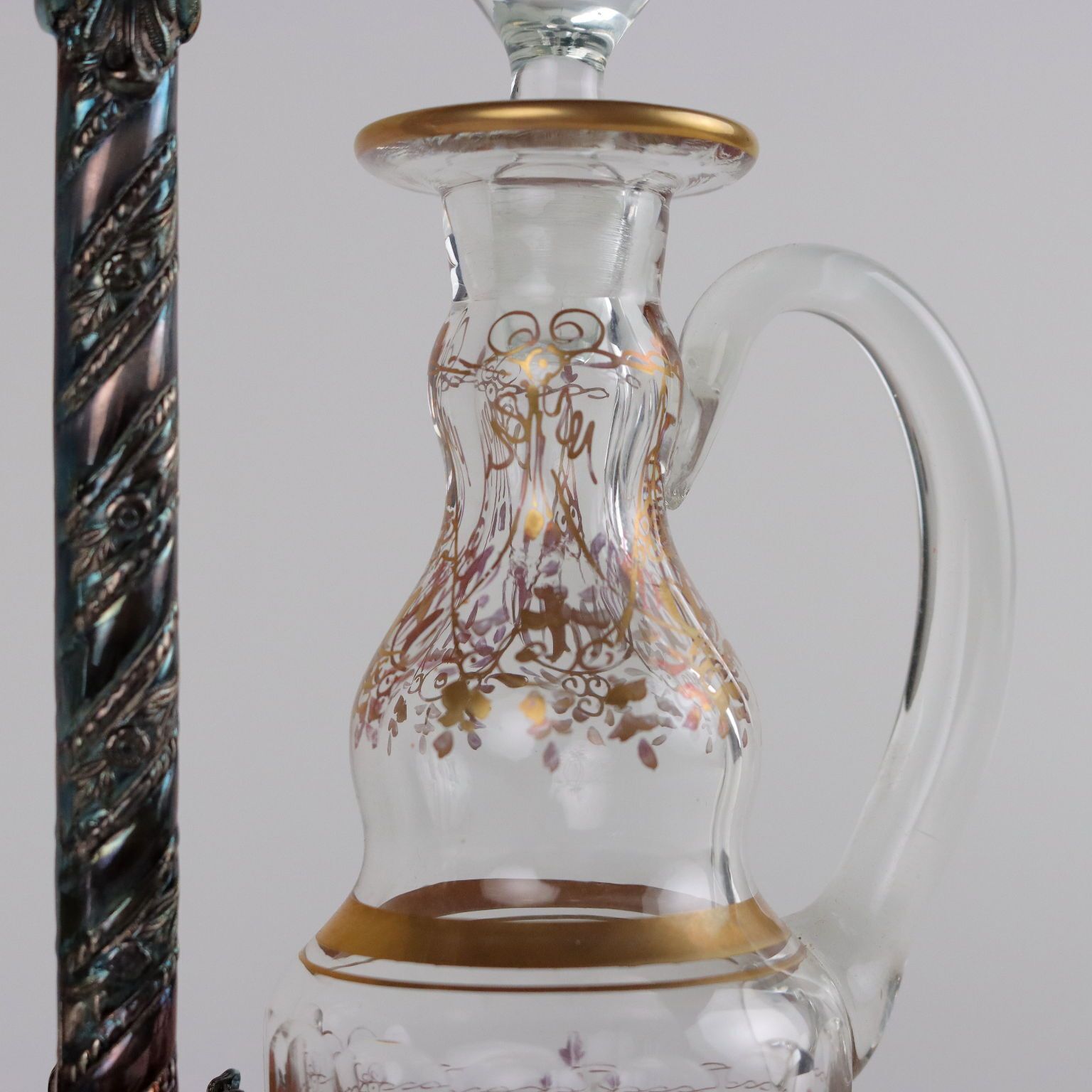 Antique Oil Cruet First Half '900 Silver 925 Bevelled Glass Gold photo Home Decor