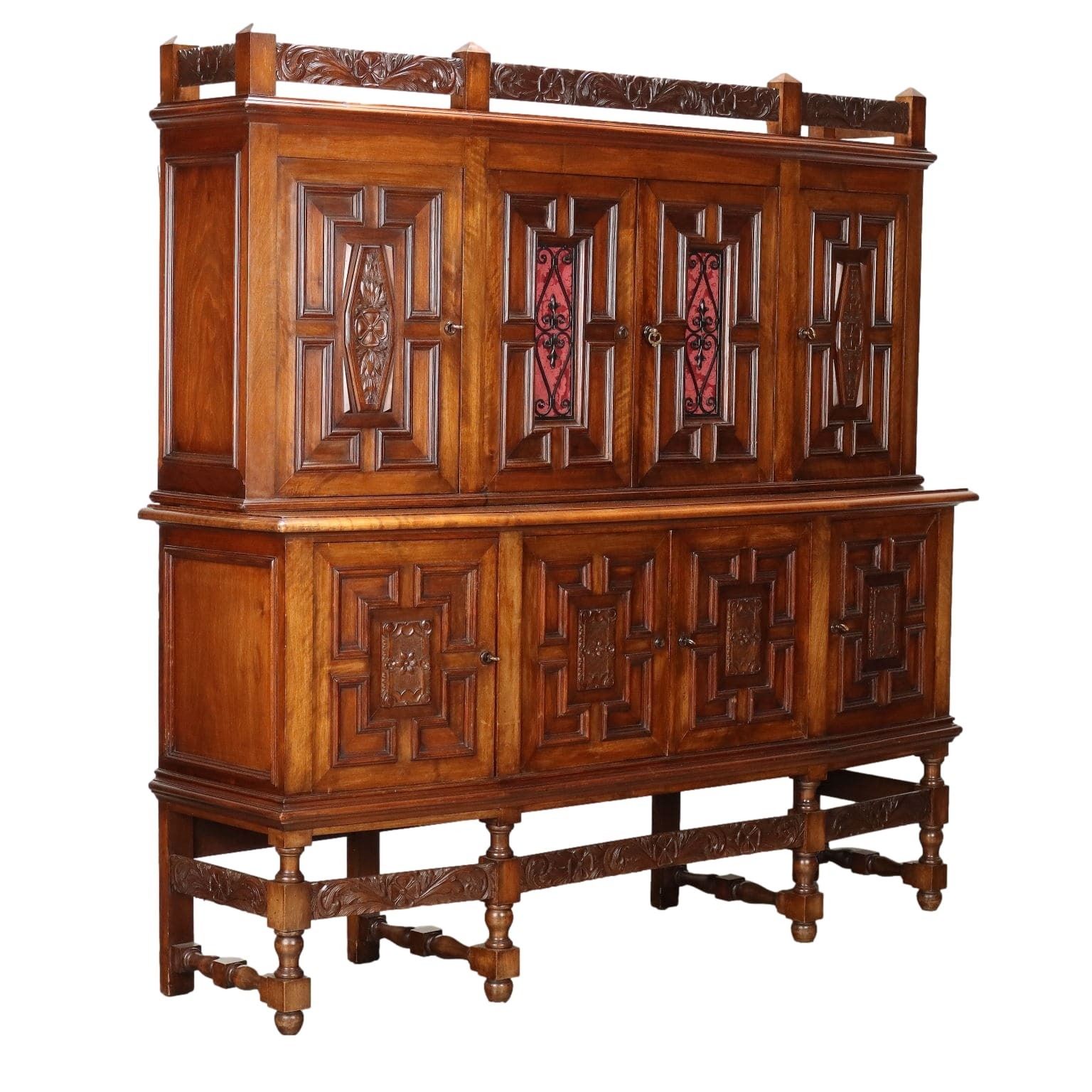 Antique Cupboard With Double Top Mahogany Italy XX Century