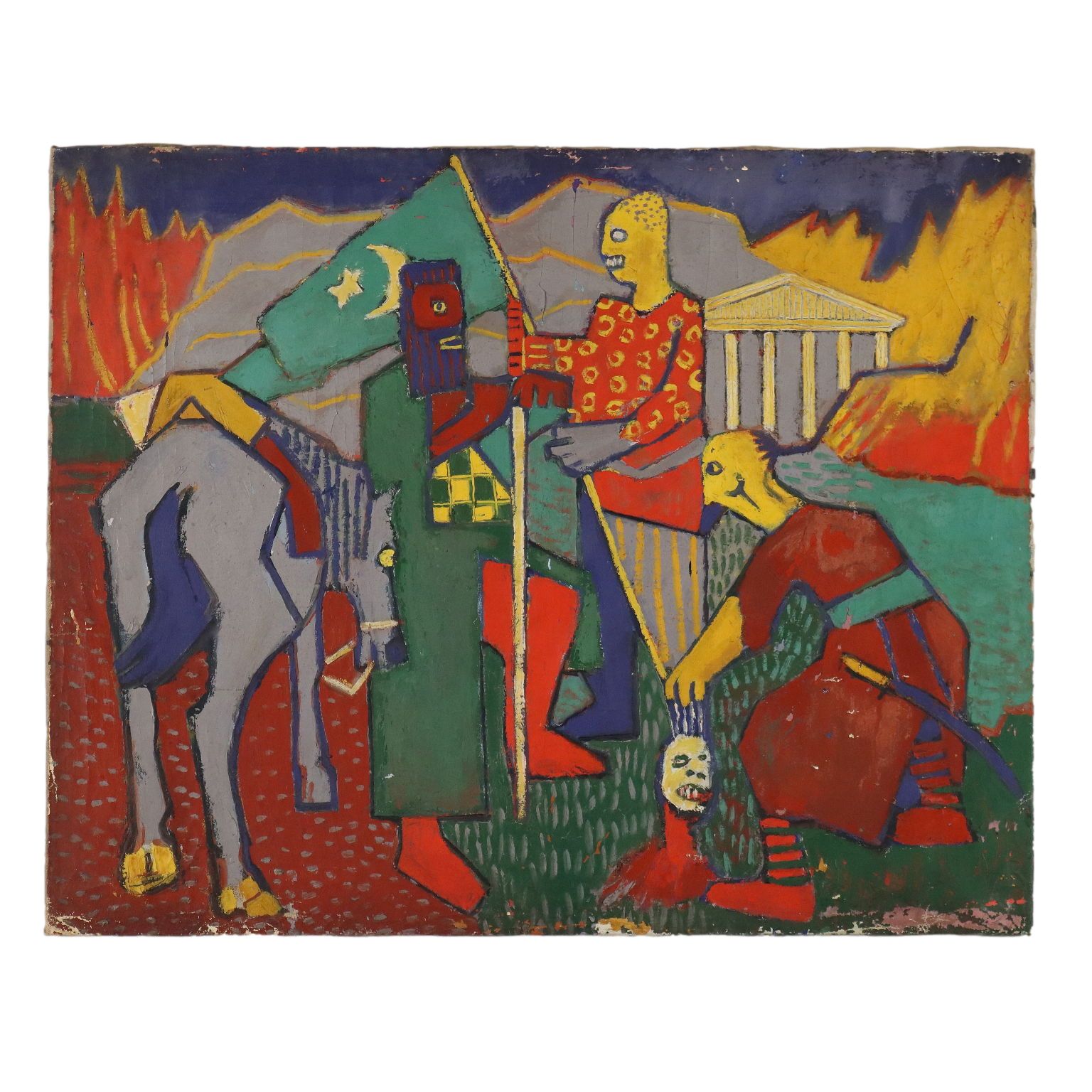Modern schilderij gesigneerd Orazi, olieverf op doek, ca. 1950.