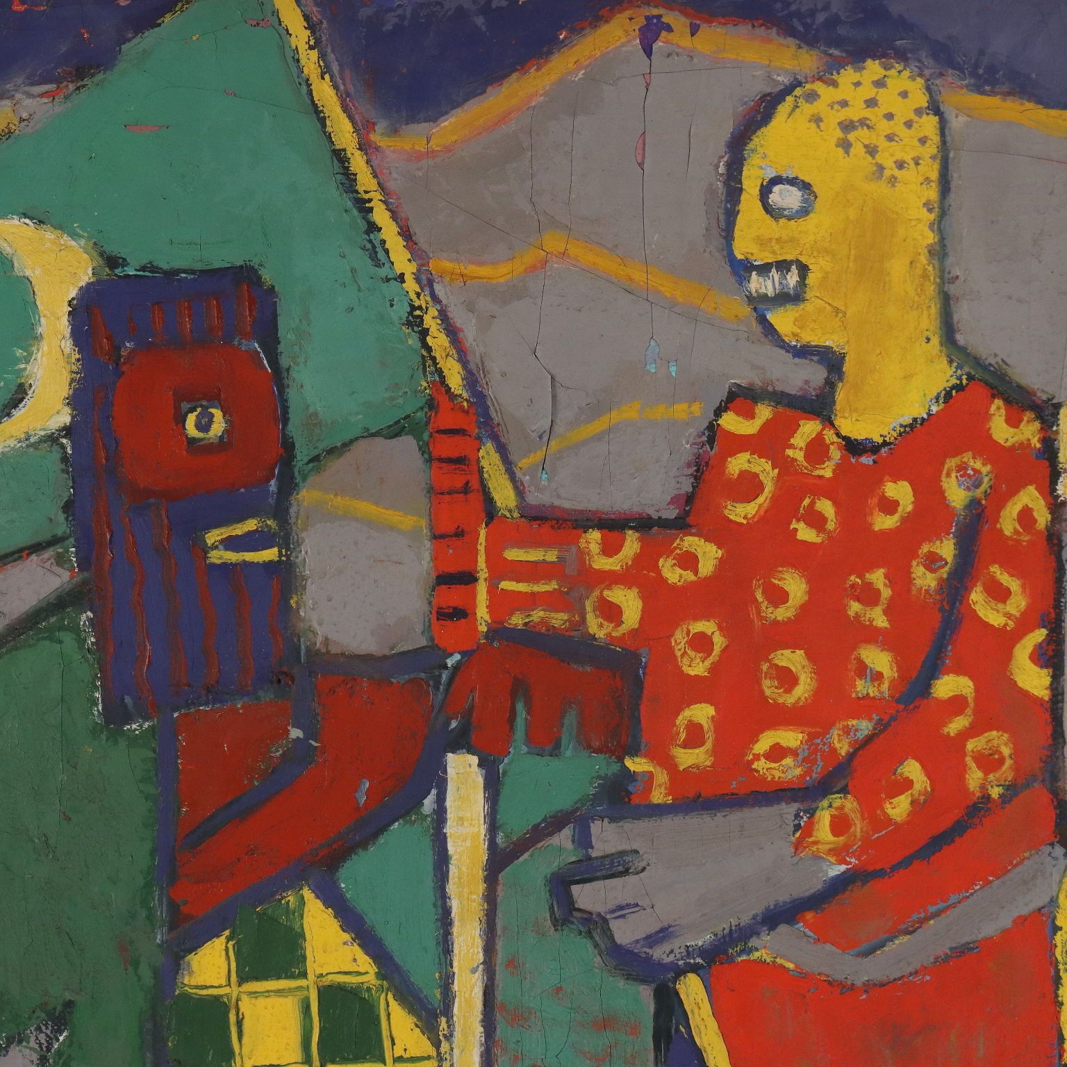 Modern Painting Signed Orazi Oil On Canvas Scene 1950 Ca. photo Art
