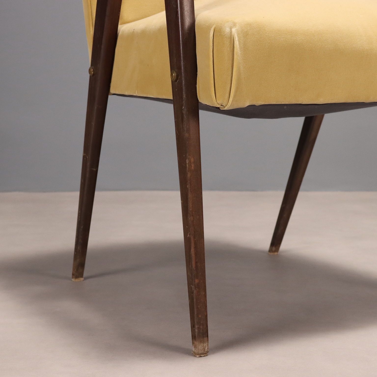 Vintage Armchair Fabric Foam Wood Design Italy 1960s photo vinterior