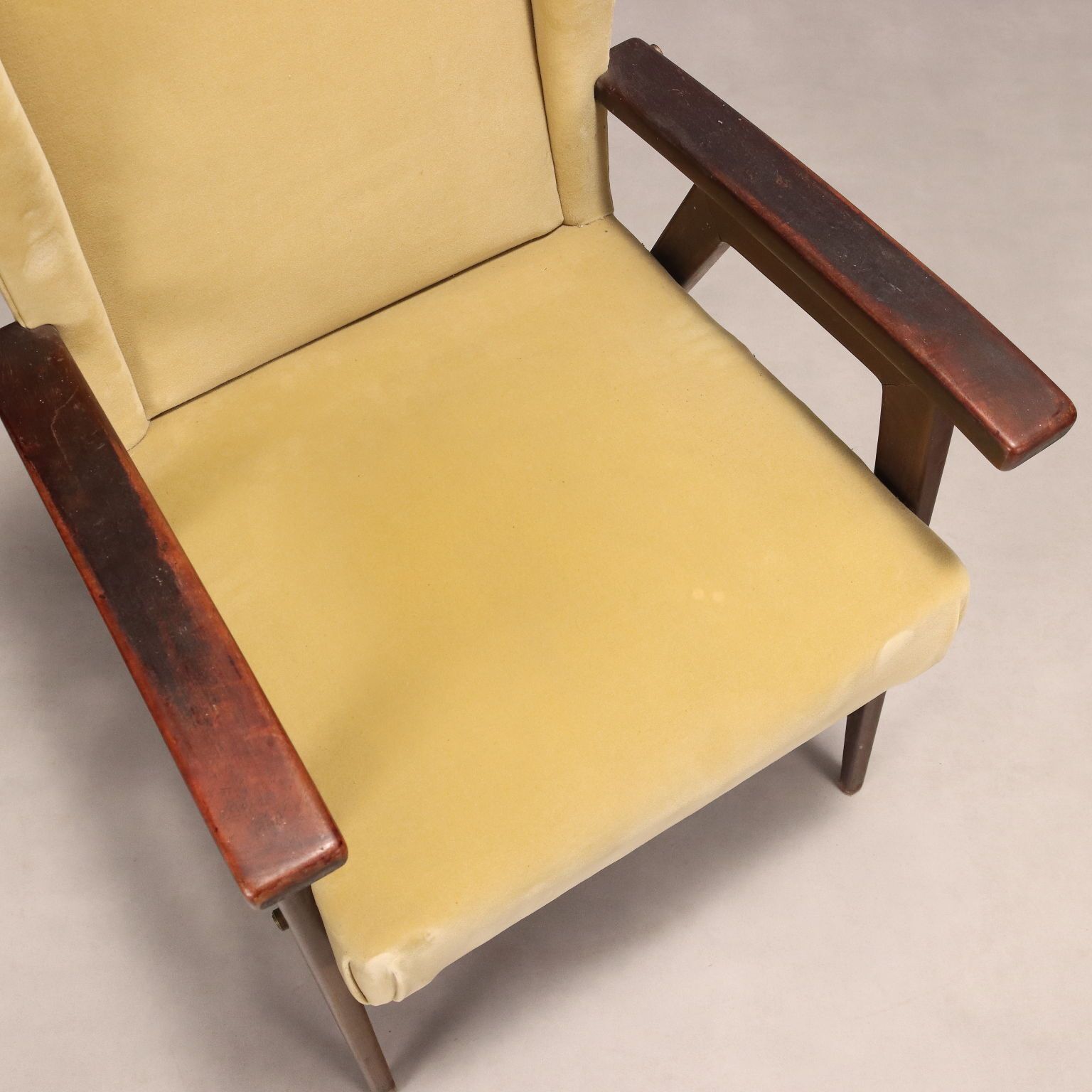 Vintage Armchair Fabric Foam Wood Design Italy 1960s photo buy