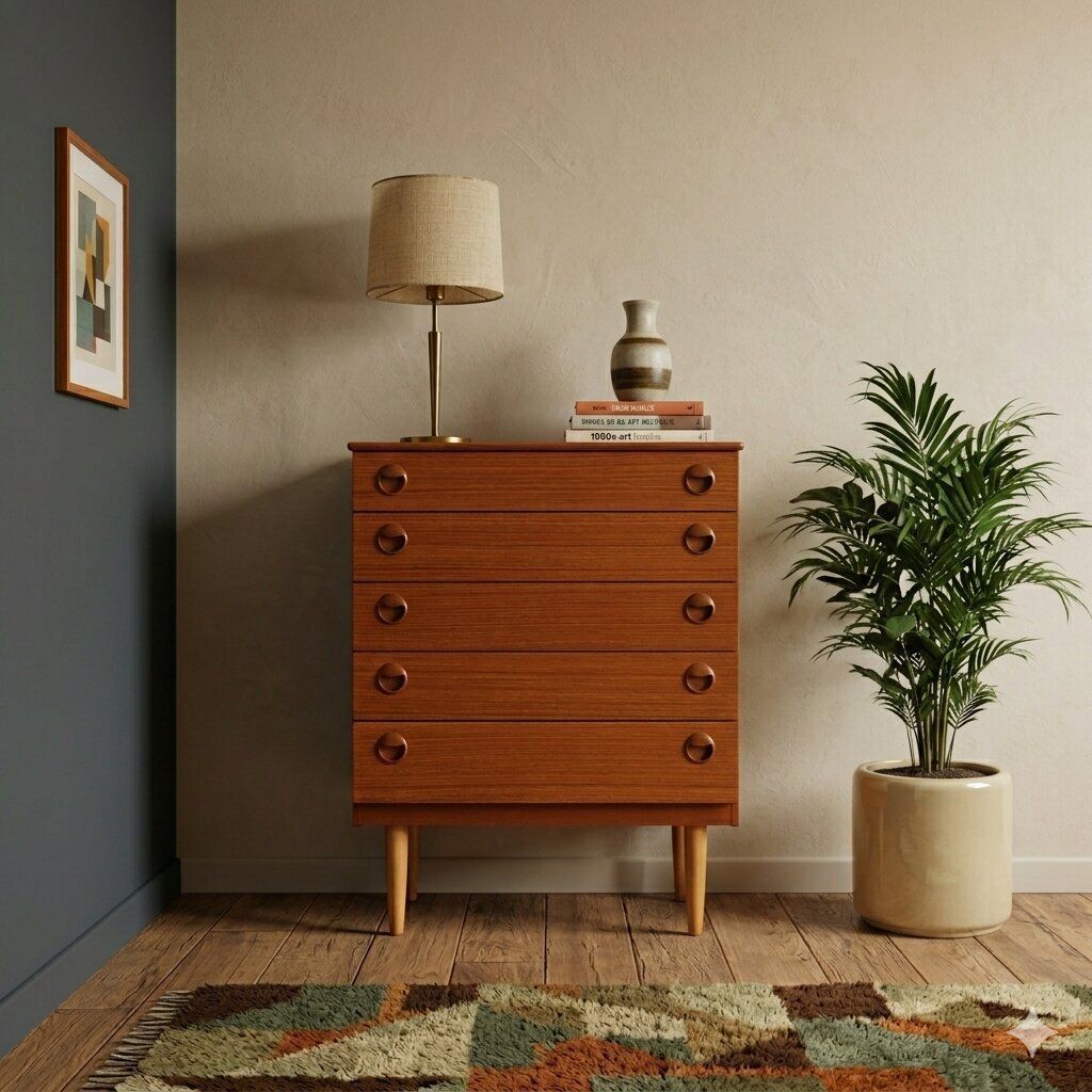 Vintage Chest Of Drawers Teak Veneer Northern Europe 1960s photo furniture