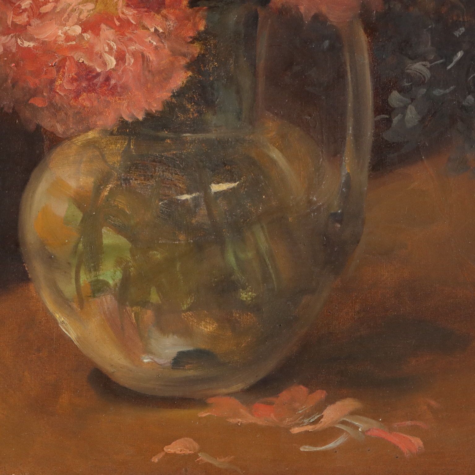 Modern Painting Flower Composition Oil On Canvas XX Century photo vinterior