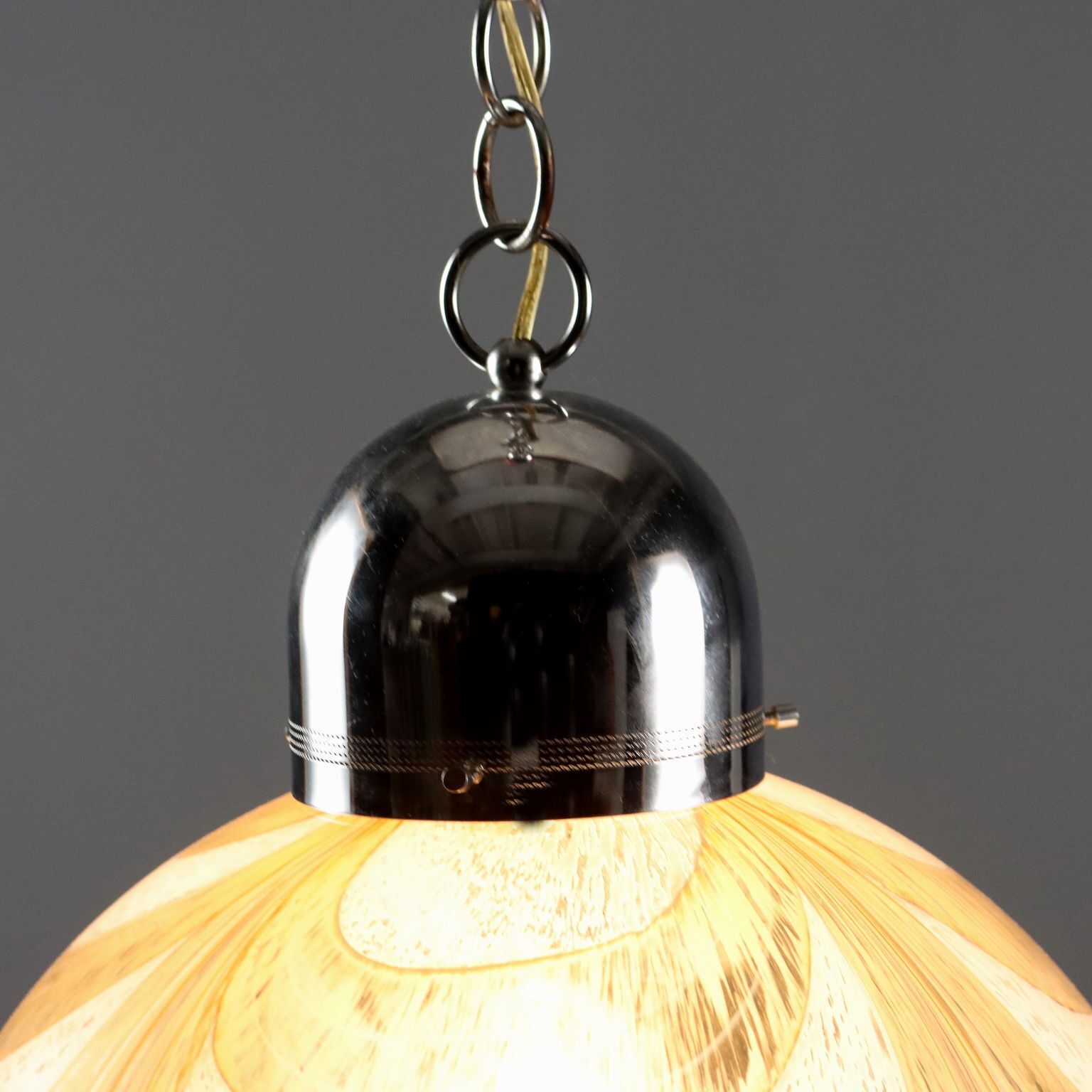 Vintage plafondlamp, verchroomd metaal en glas, Italiaans design, ca. jaren 1960 photo Verlichting