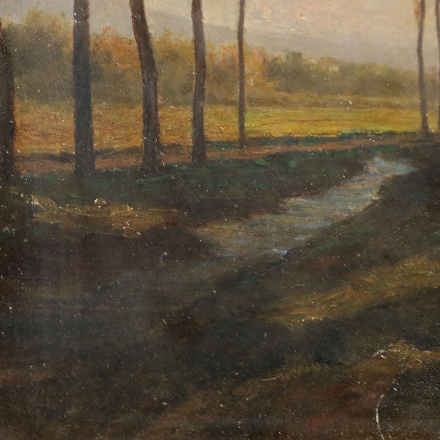 Antique Painting Signed Cabutti Landscape Oil On Cardboard 1894 photo 600.0