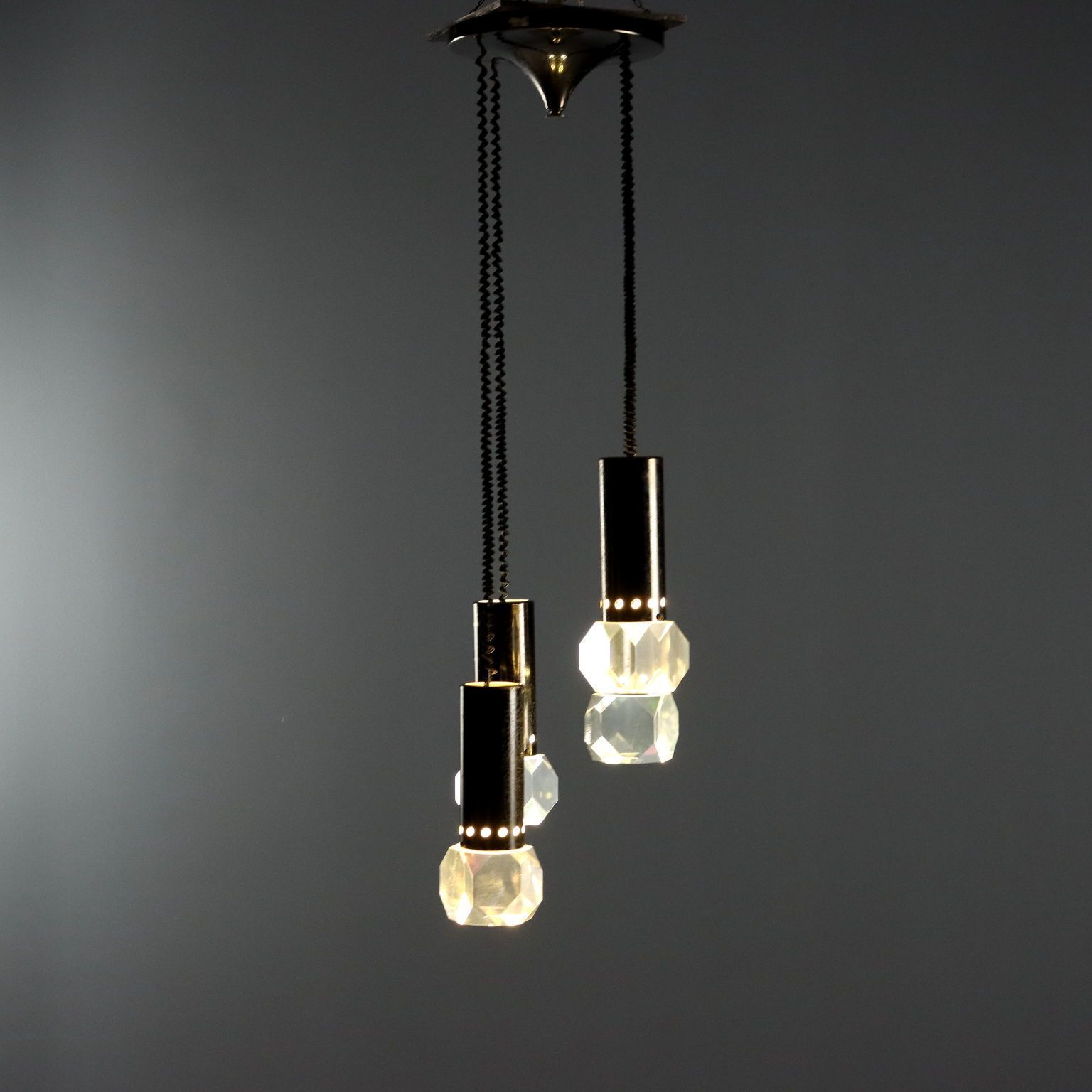 Vintage Ceiling Lamp Plastic Metal Design Italy 1960s