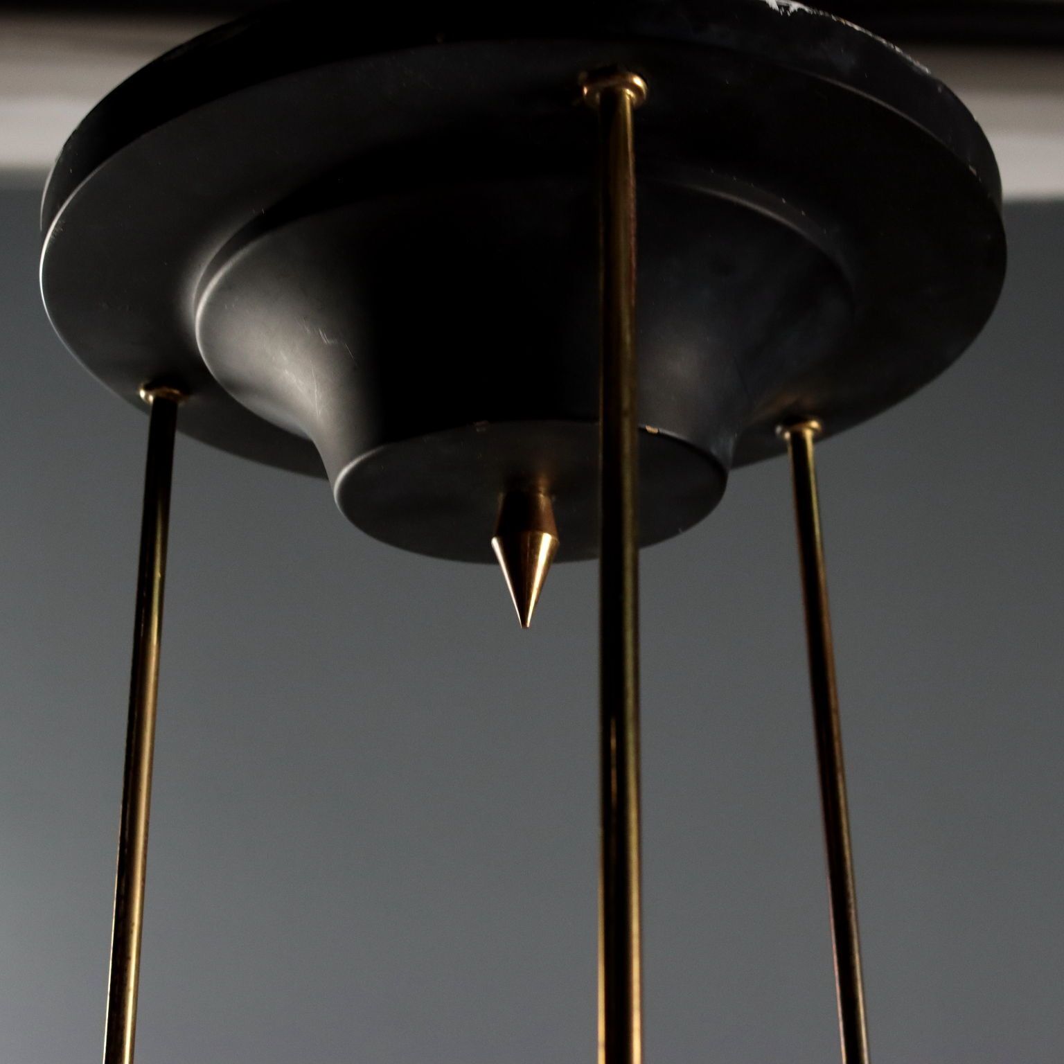 Vintage Ceiling Lamp Brass Glass Design Italy 1960s photo buy