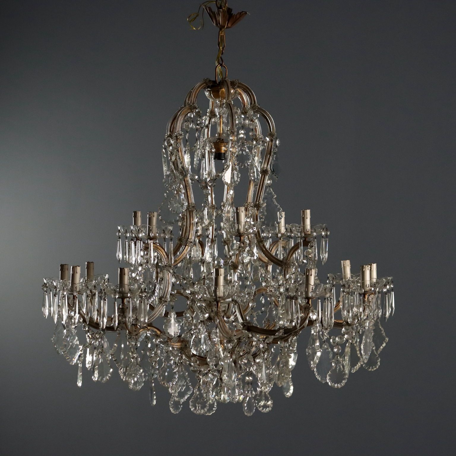 Antique Chandelier Maria Theresa 18 Lights Glass Italy XIX Century