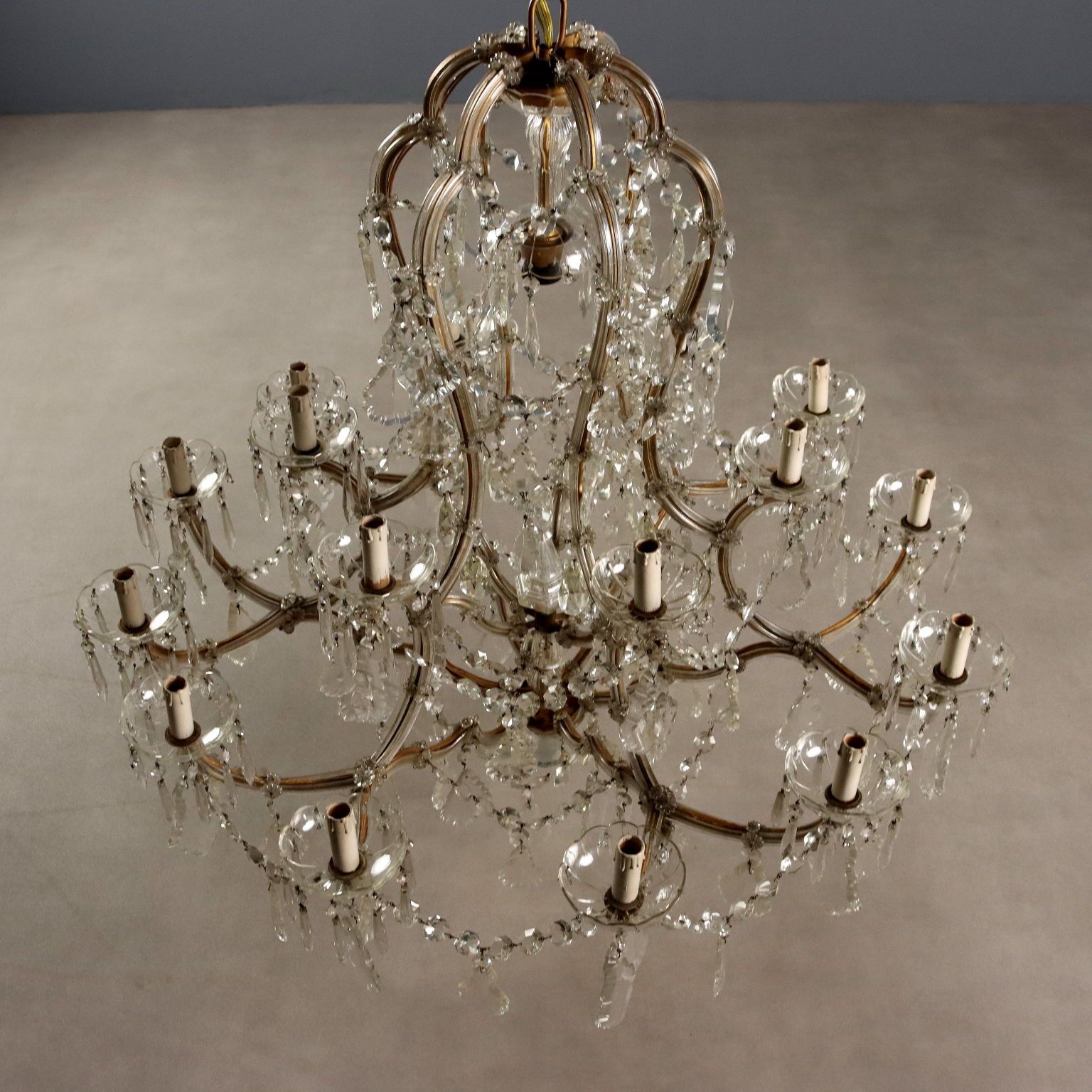 Antique Chandelier Maria Theresa 18 Lights Glass Italy XIX Century photo vinterior