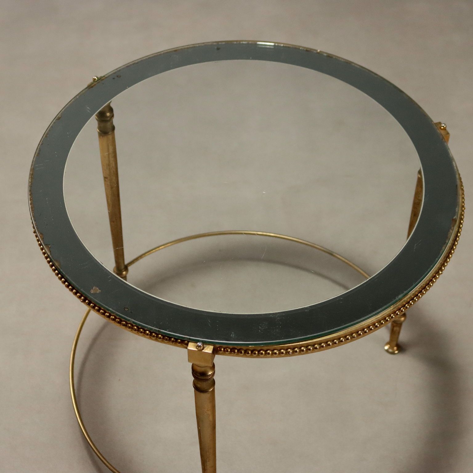 Small Antique Tables Metal Glass Italy XX Century photo vinterior