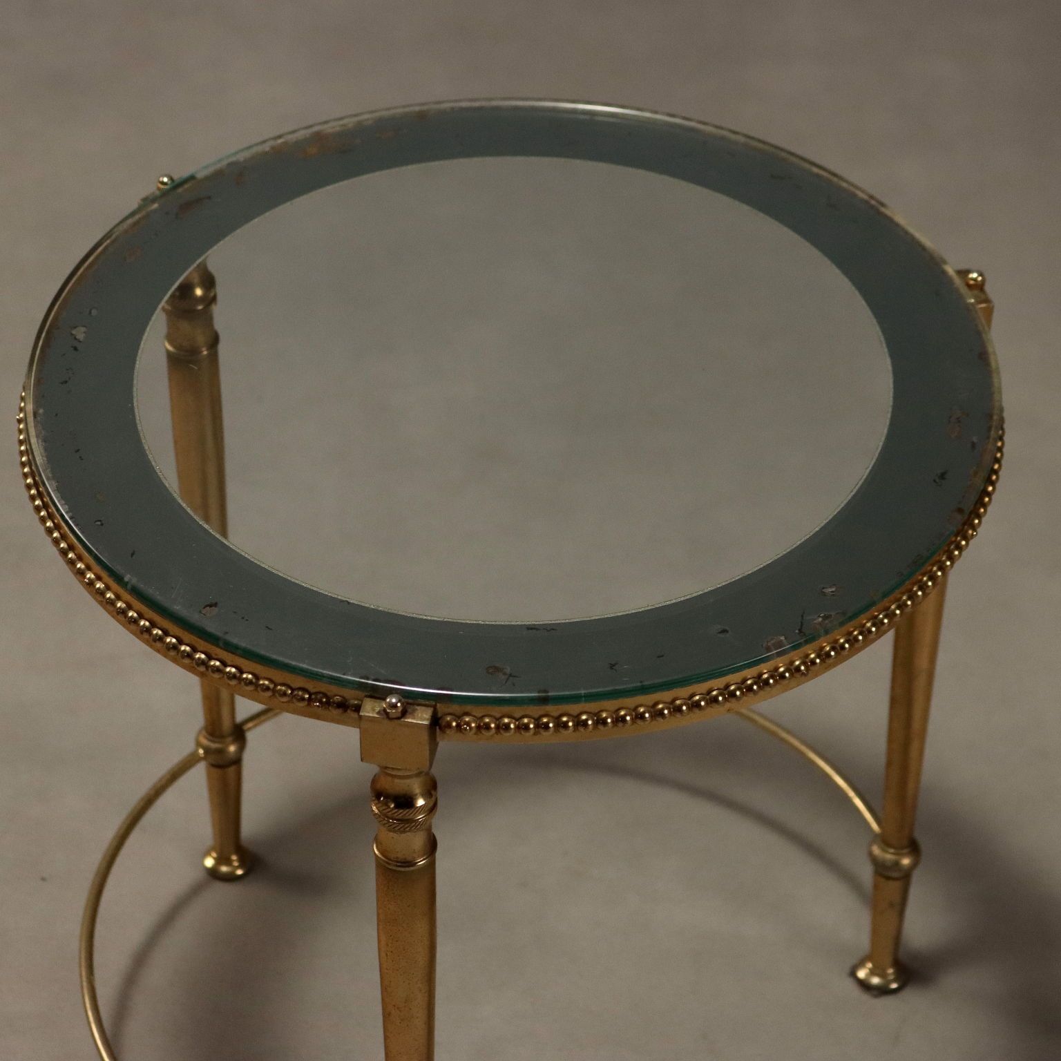 photo furniture Small Antique Tables Metal Glass Italy XX Century