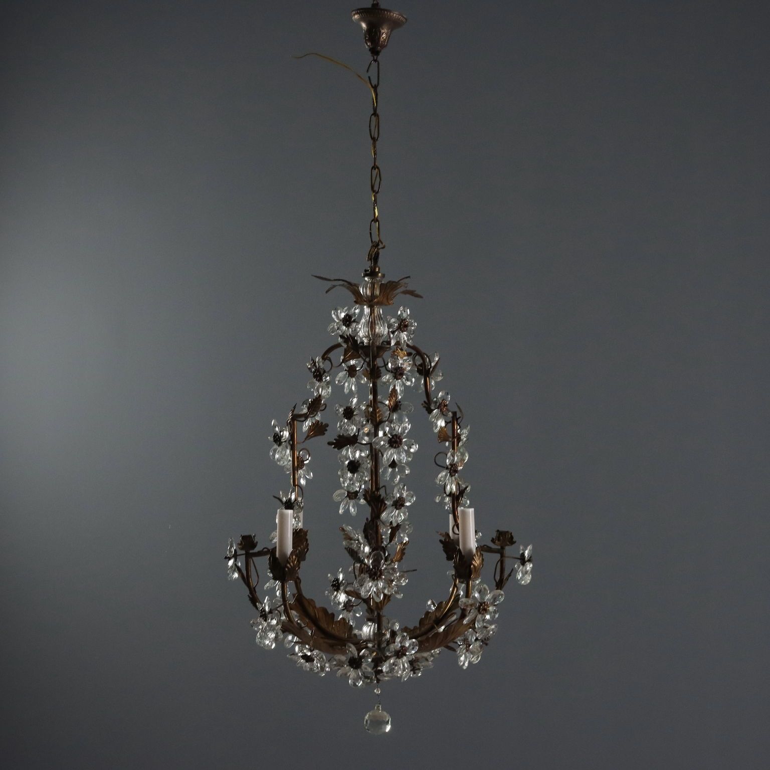 Antique Chandelier Gilded Metal Italy XX Century