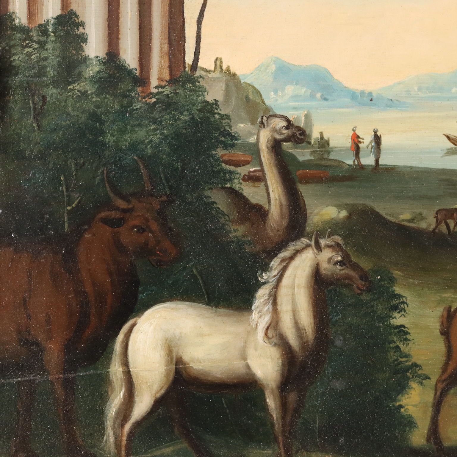 Antiek schilderij Orpheus betovert de dieren, olieverf op paneel, '700 photo 3360.0