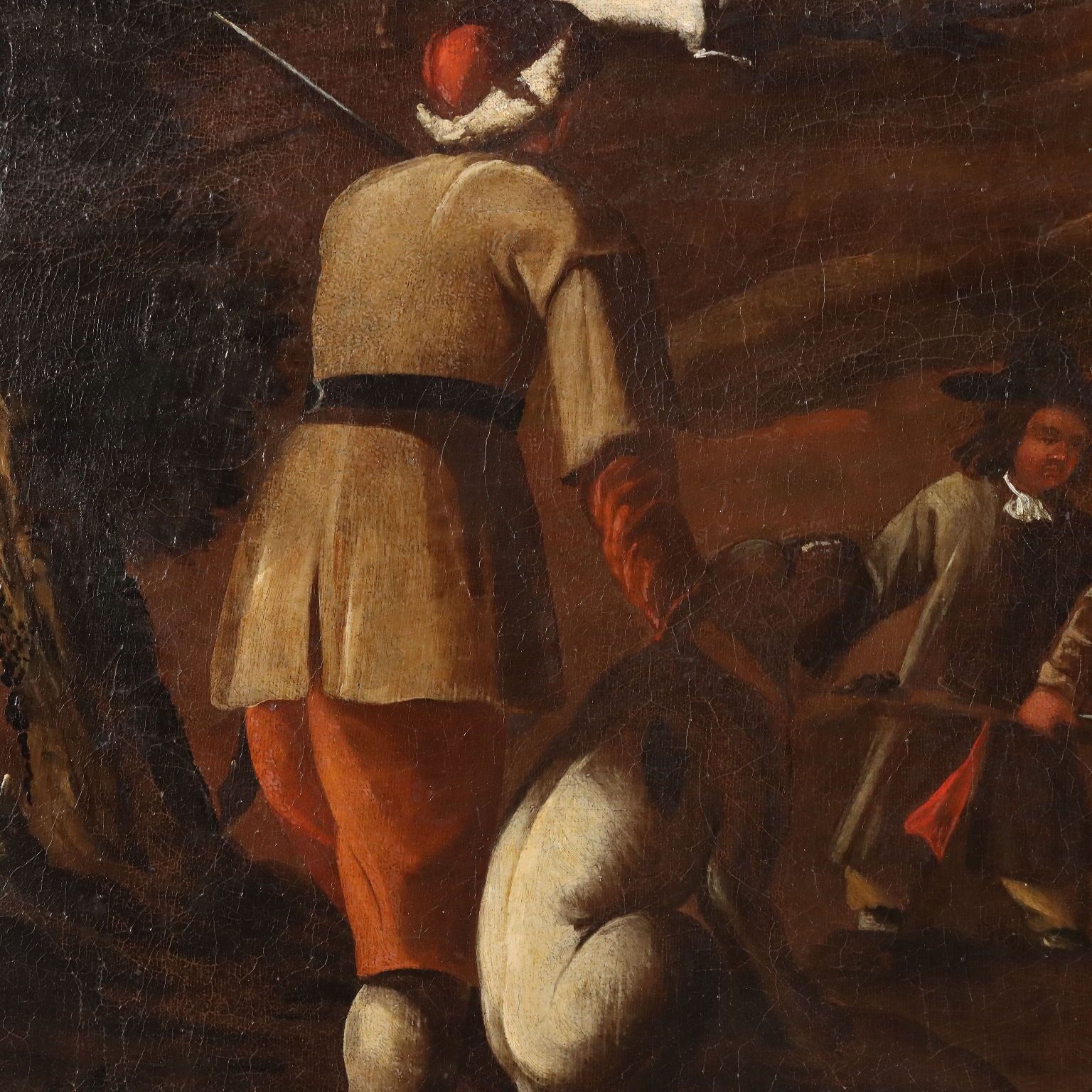 Tableau d'époque, scène de chasse, huile sur toile, Italie, XVIIIe siècle photo 4610.0
