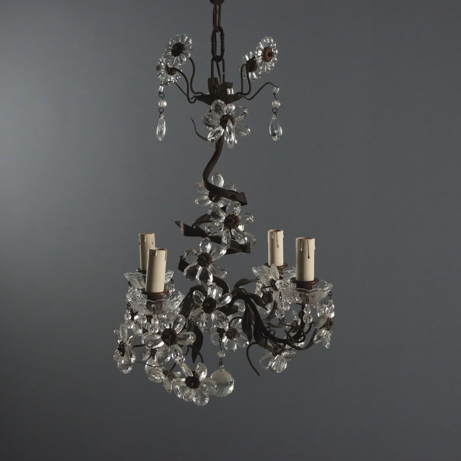 Antique Chandelier Metal Sheeth Metal Italy XX Century photo for sale