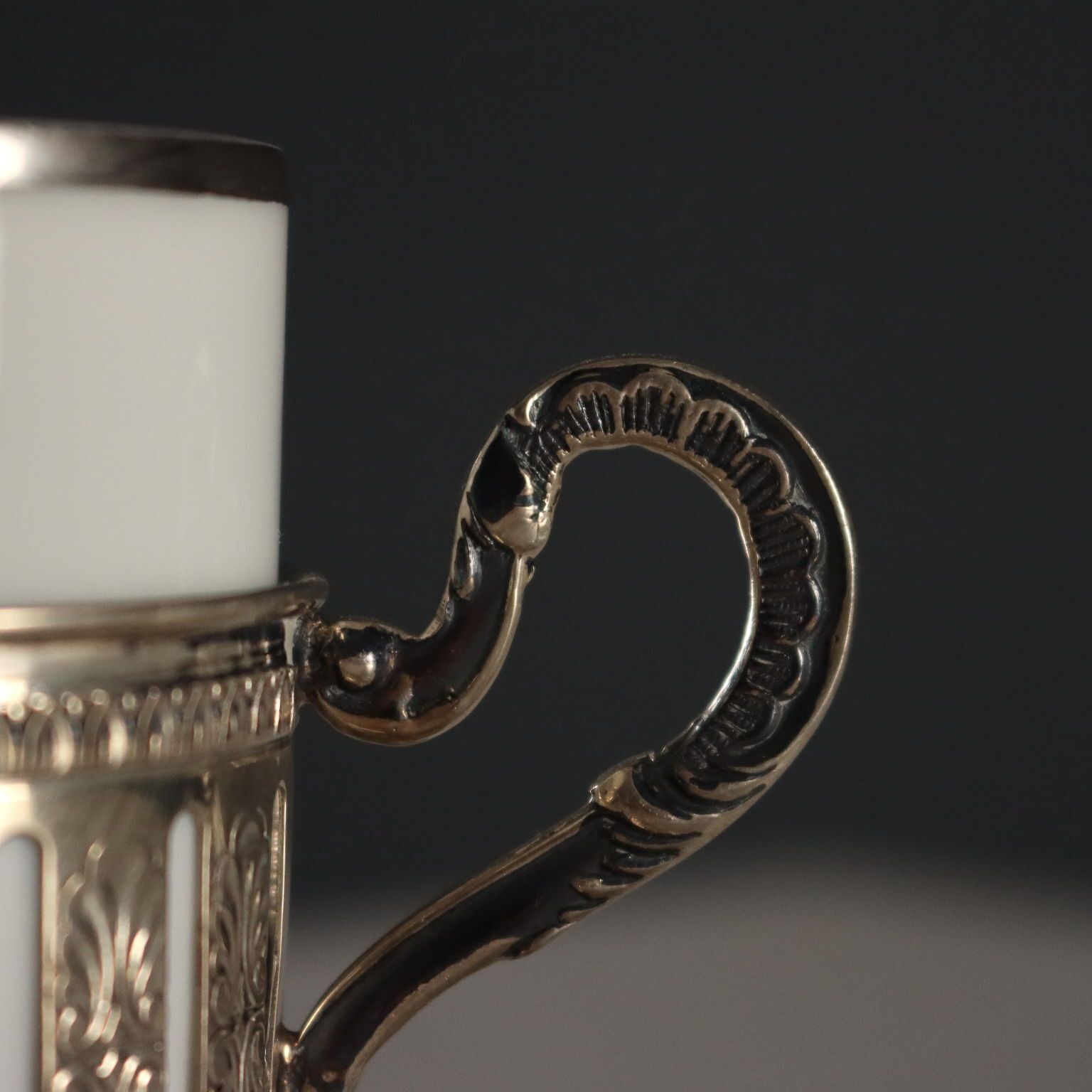 Tasses à café d'époque en porcelaine et argent, manufacture Heinrich, années 1900 photo Décoration