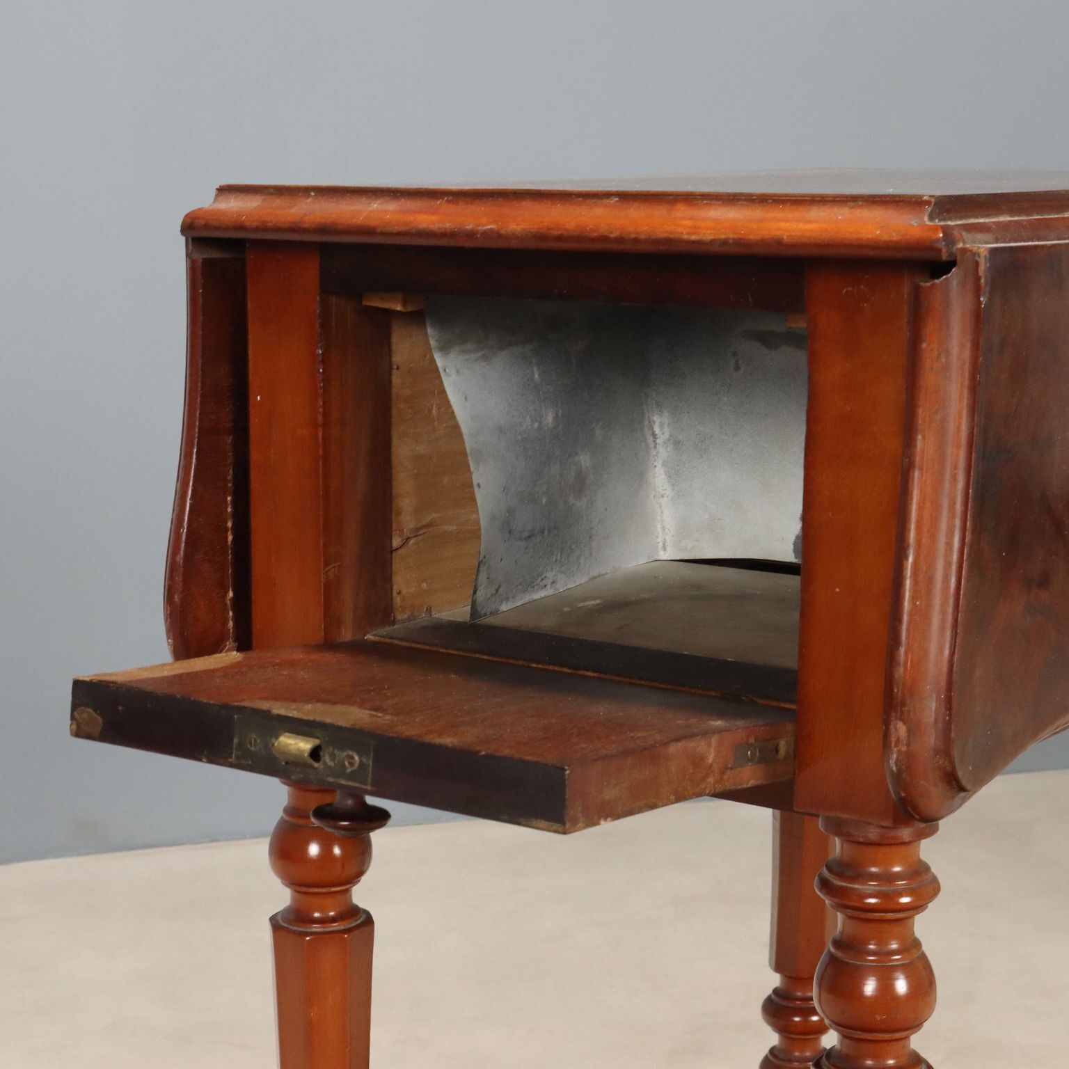 Antique Working Table Mahogany Veneer Italy XIX Century photo Furniture